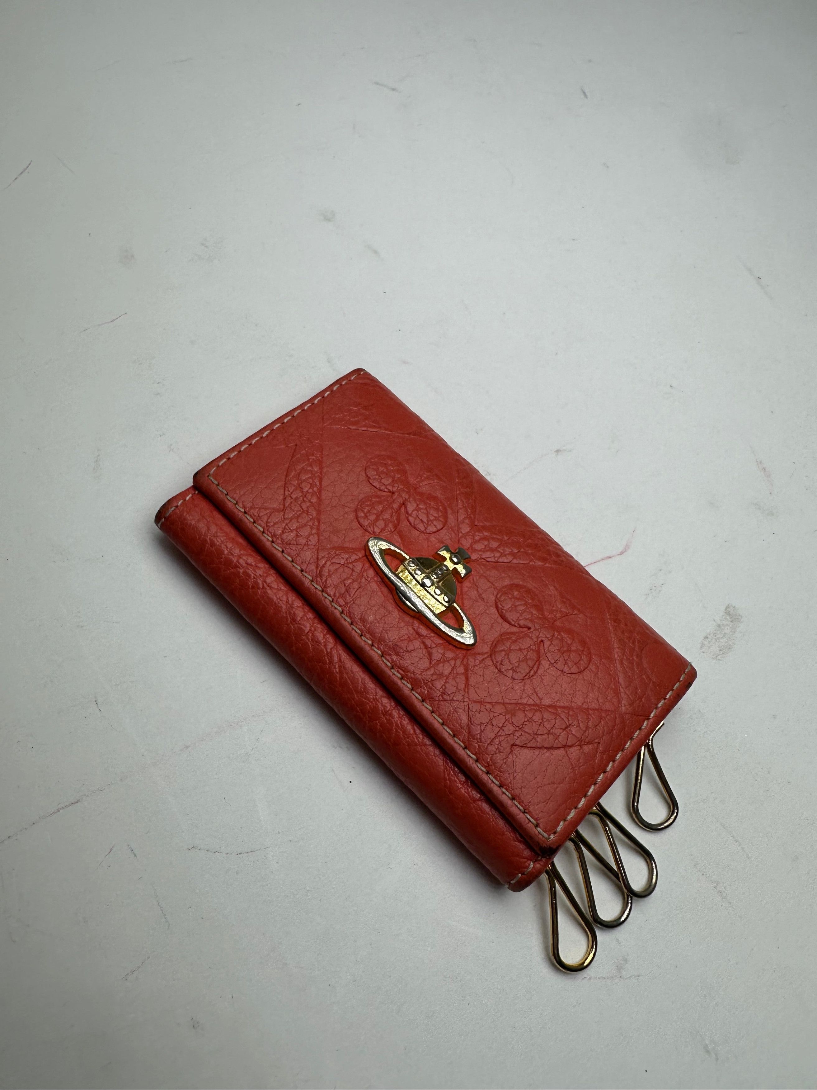Vivienne Westwood Vintage Orb Monogram Leather Key Holder Orange Size ONE SIZE - 3 Thumbnail