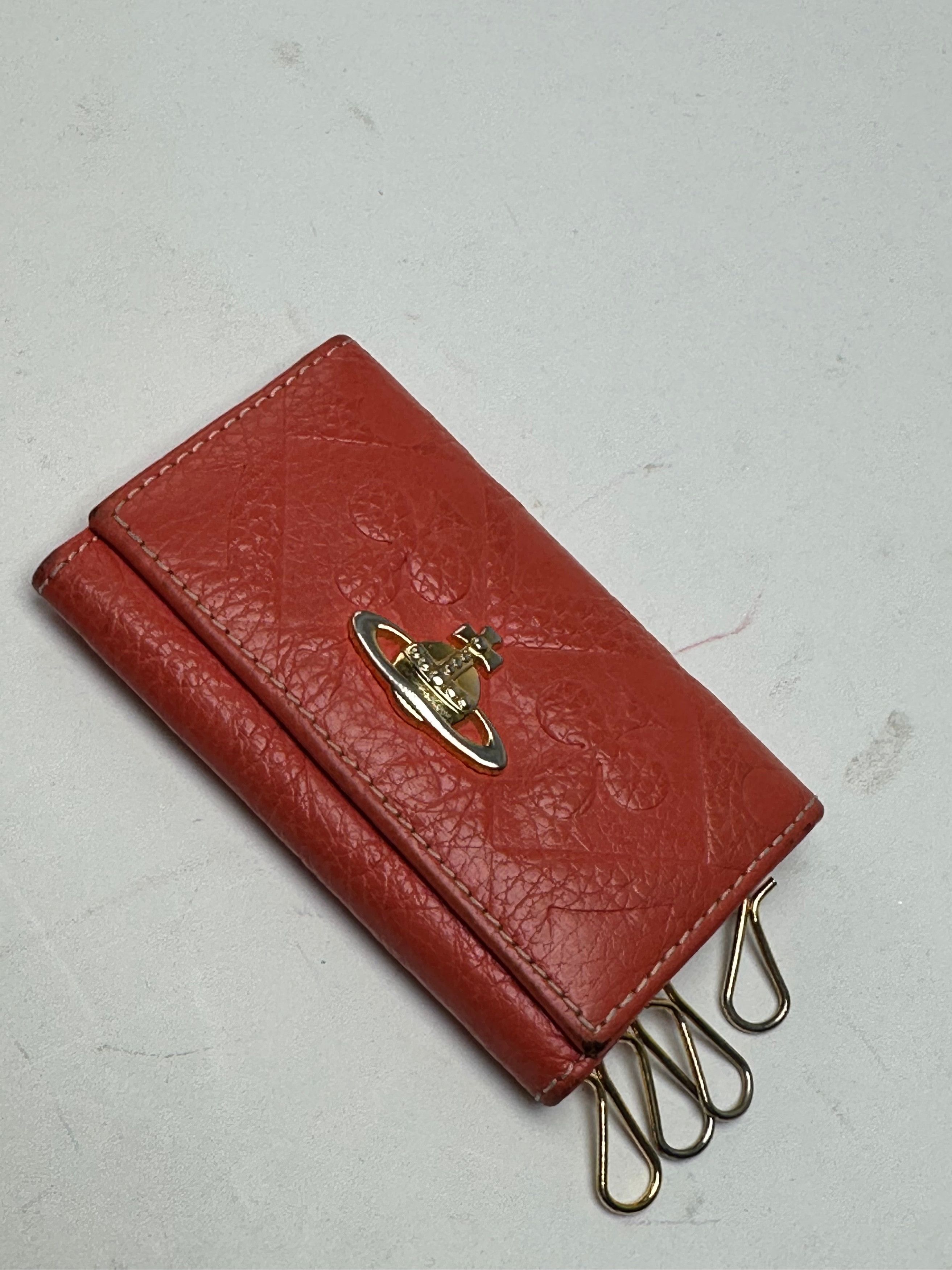 Vivienne Westwood Vintage Orb Monogram Leather Key Holder Orange Size ONE SIZE - 6 Thumbnail