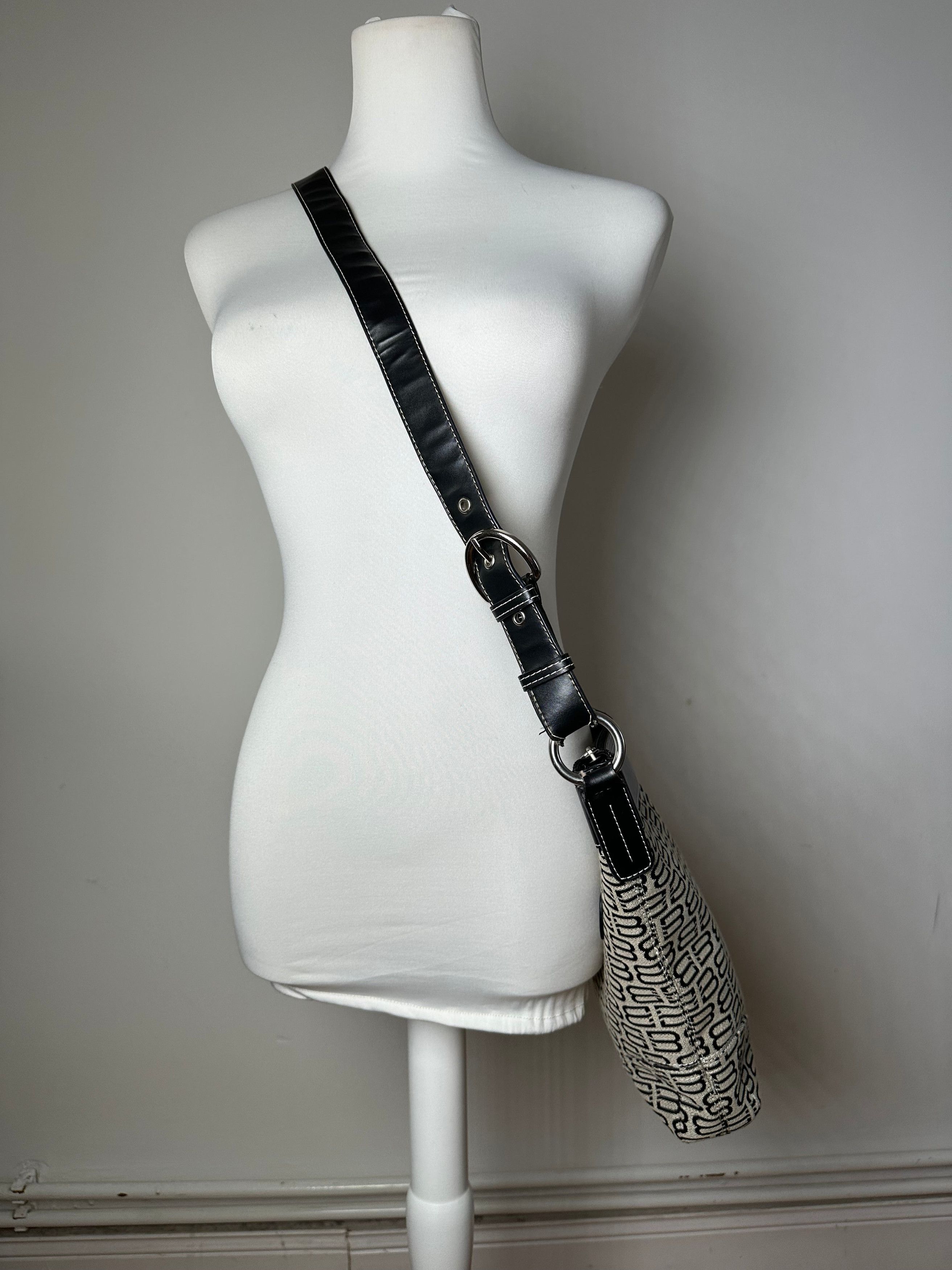 Balenciaga Vintage BB Monogram Canvas Leather Crossbody Bag Beige Black Size ONE SIZE - 7 Thumbnail