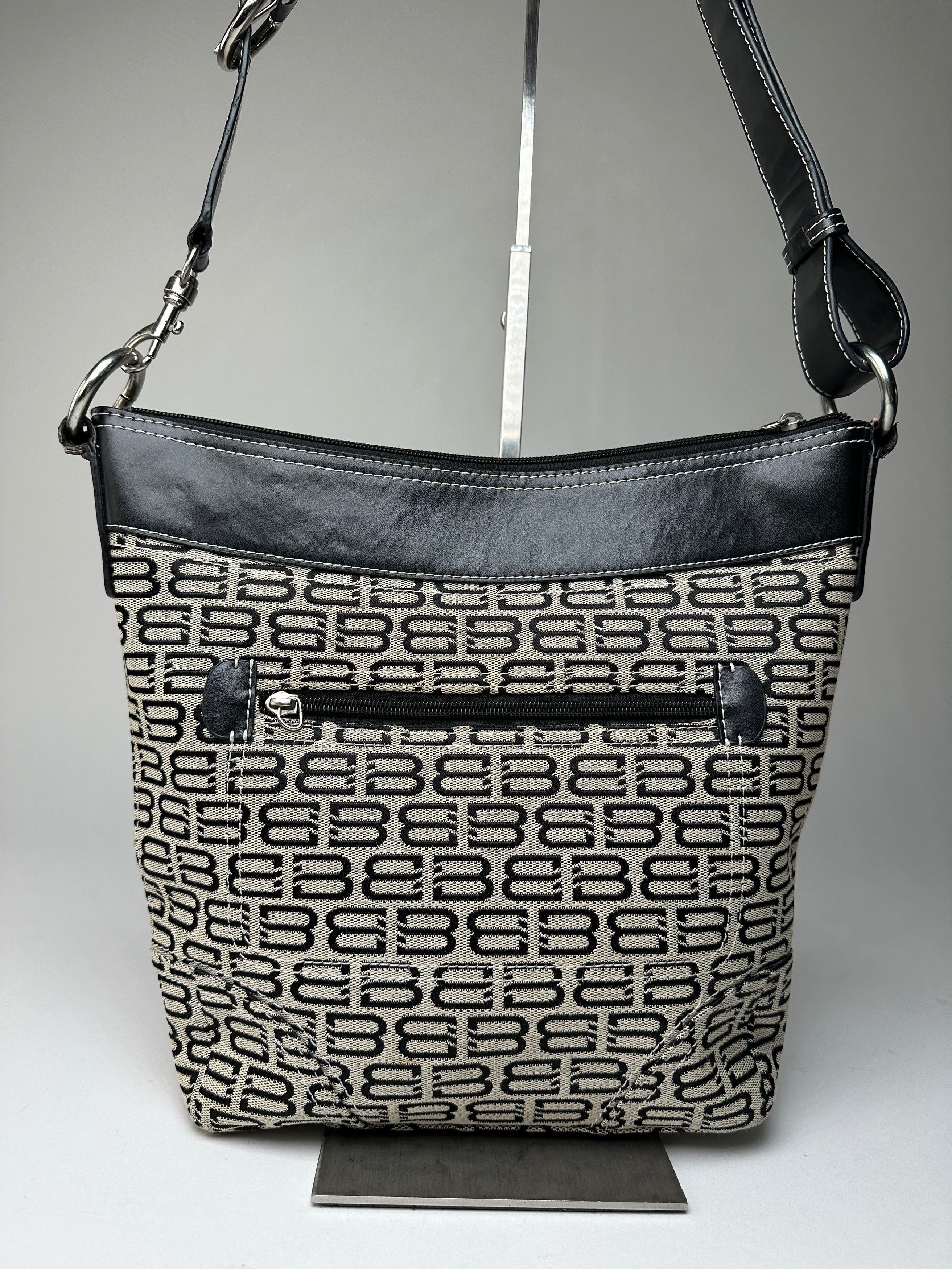 Balenciaga Vintage BB Monogram Canvas Leather Crossbody Bag Beige Black Size ONE SIZE - 11 Thumbnail