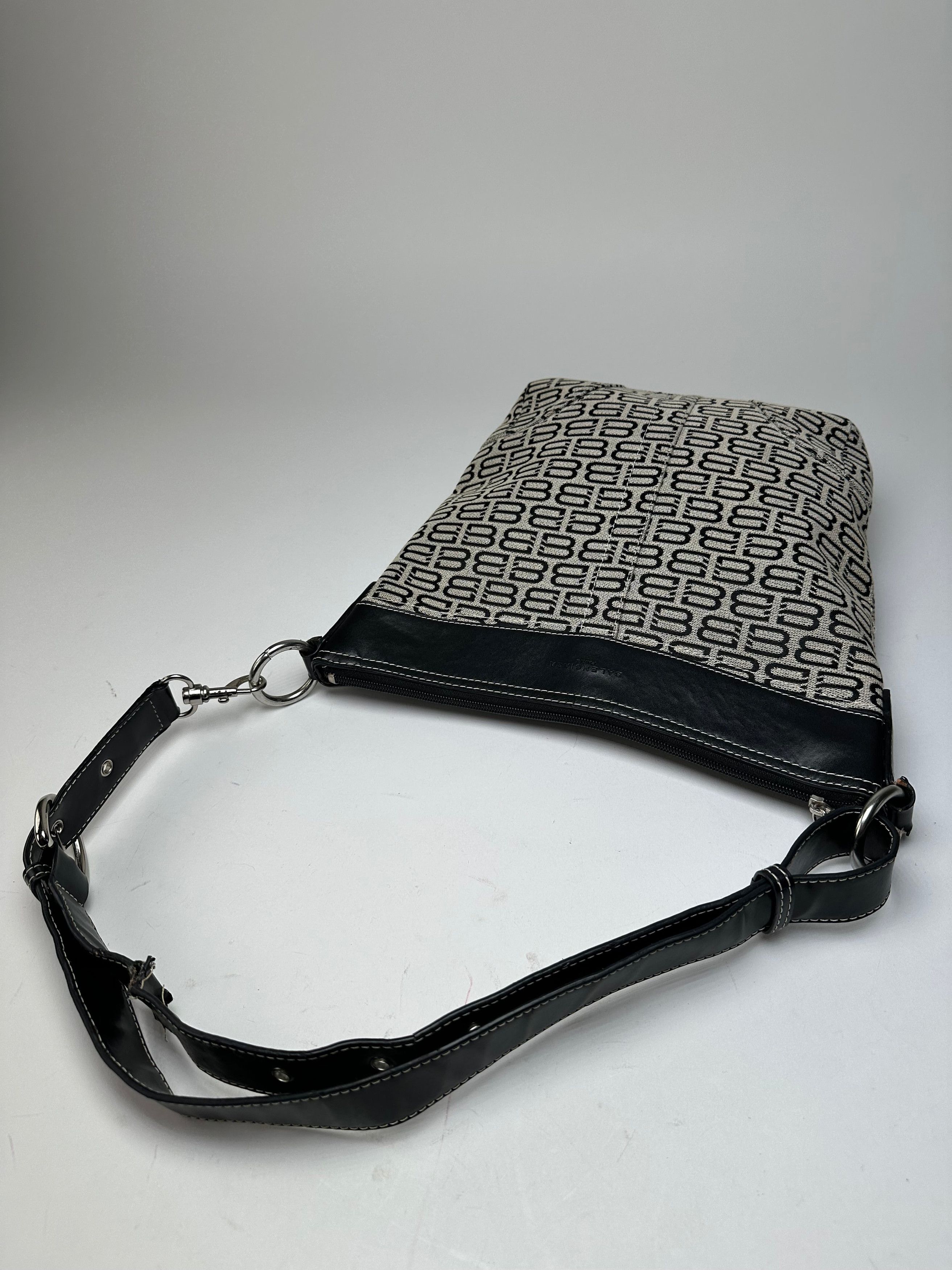 Balenciaga Vintage BB Monogram Canvas Leather Crossbody Bag Beige Black Size ONE SIZE - 12 Thumbnail