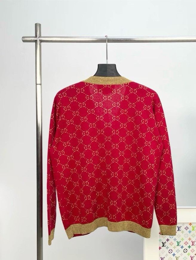 Gucci Gucci Red Logo Print Cardigan XS Size XS / US 0-2 / IT 36-38 - 2 Thumbnail