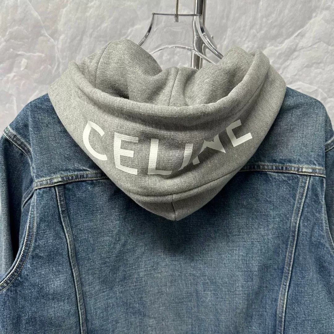 Celine Celine Fake Two-Piece Denim Hooded Jacket Size L / US 10 / IT 46 - 3 Thumbnail