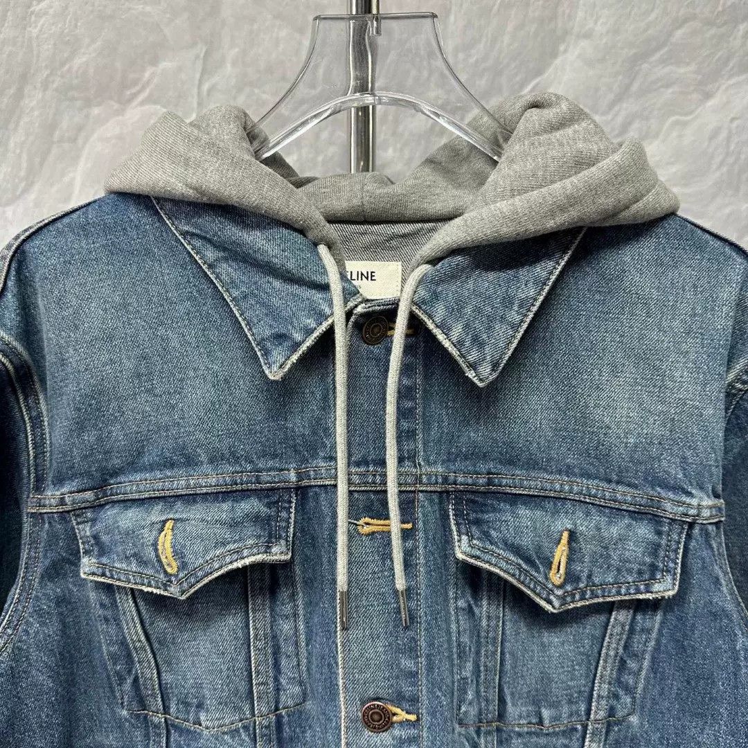 Celine Celine Fake Two-Piece Denim Hooded Jacket Size L / US 10 / IT 46 - 2 Thumbnail