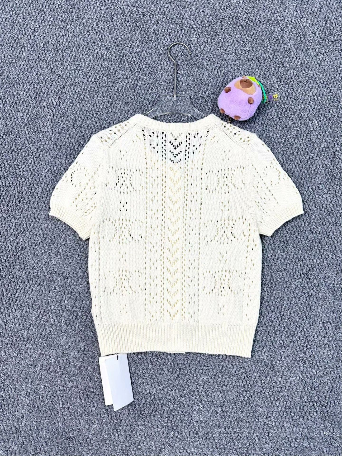 Celine Celine Openwork Logo Knit Short-Sleeve Cardigan Size M / US 6-8 / IT 42-44 - 2 Thumbnail