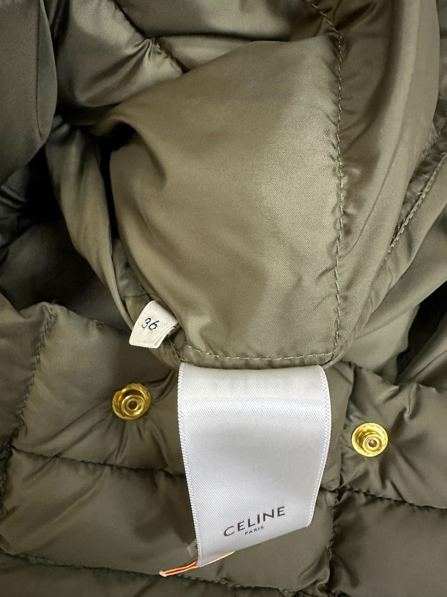 Celine CELINE Olive Green Quilted Down Vest 36 Size XS / US 0-2 / IT 36-38 - 3 Thumbnail