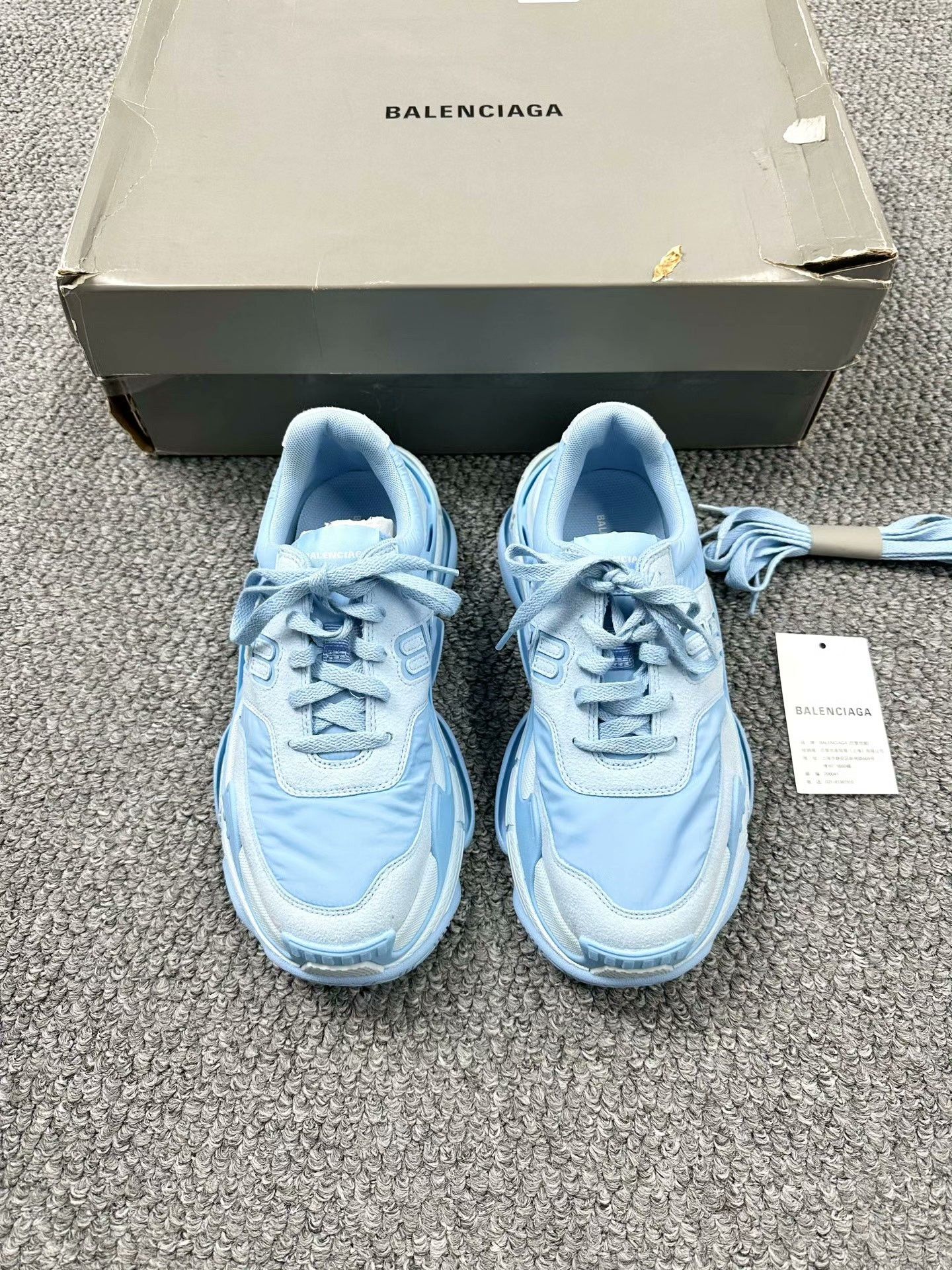 Balenciaga Balenciaga Triple S Light Blue Sneakers Size US 7 / IT 37 - 2 Thumbnail