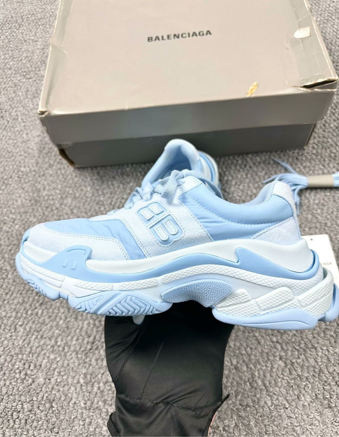 Balenciaga Balenciaga Triple S Light Blue Sneakers Size US 7 / IT 37 - 3 Thumbnail