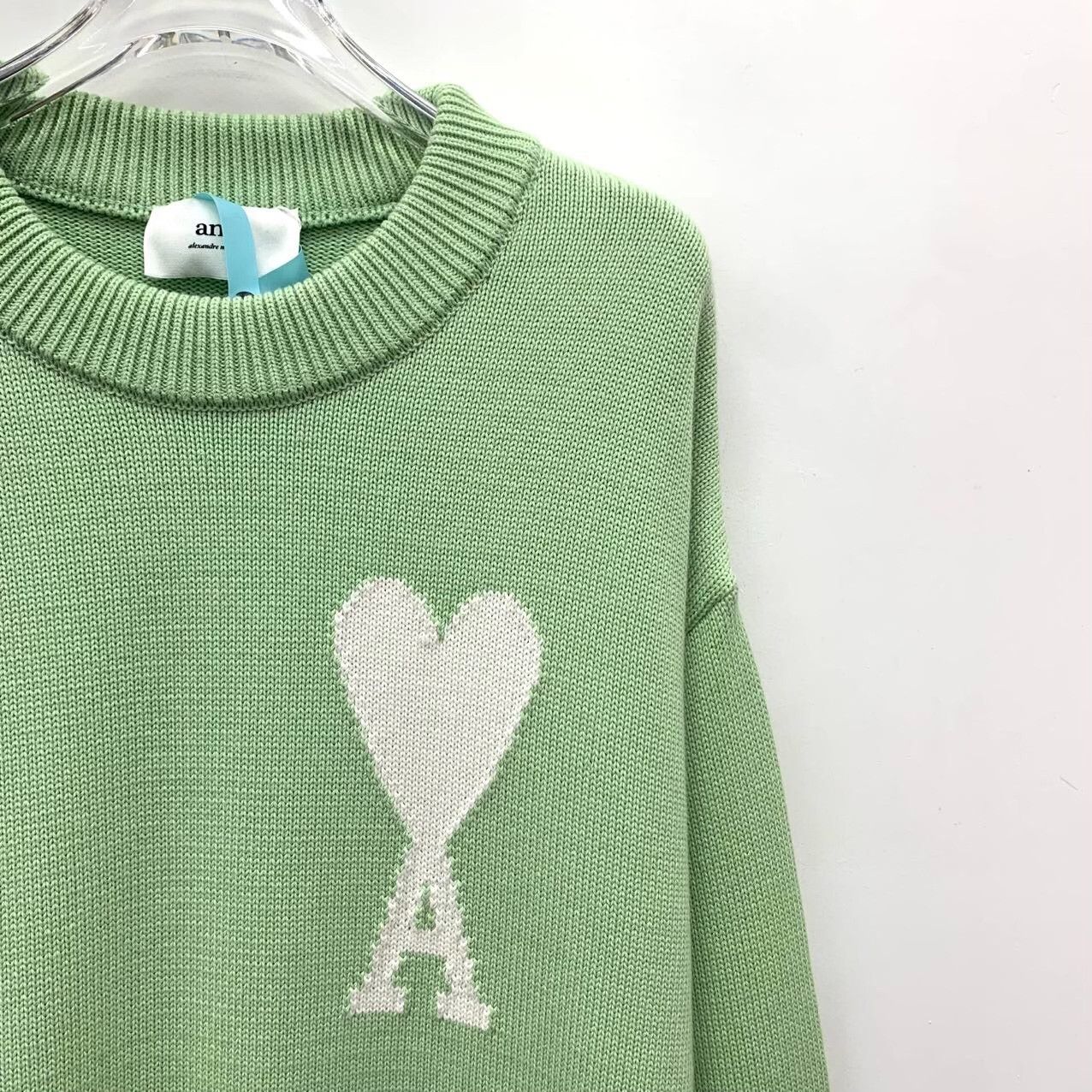AMI Ami 2022 Green Heart Letter Sweater Size S / US 4 / IT 40 - 3 Thumbnail