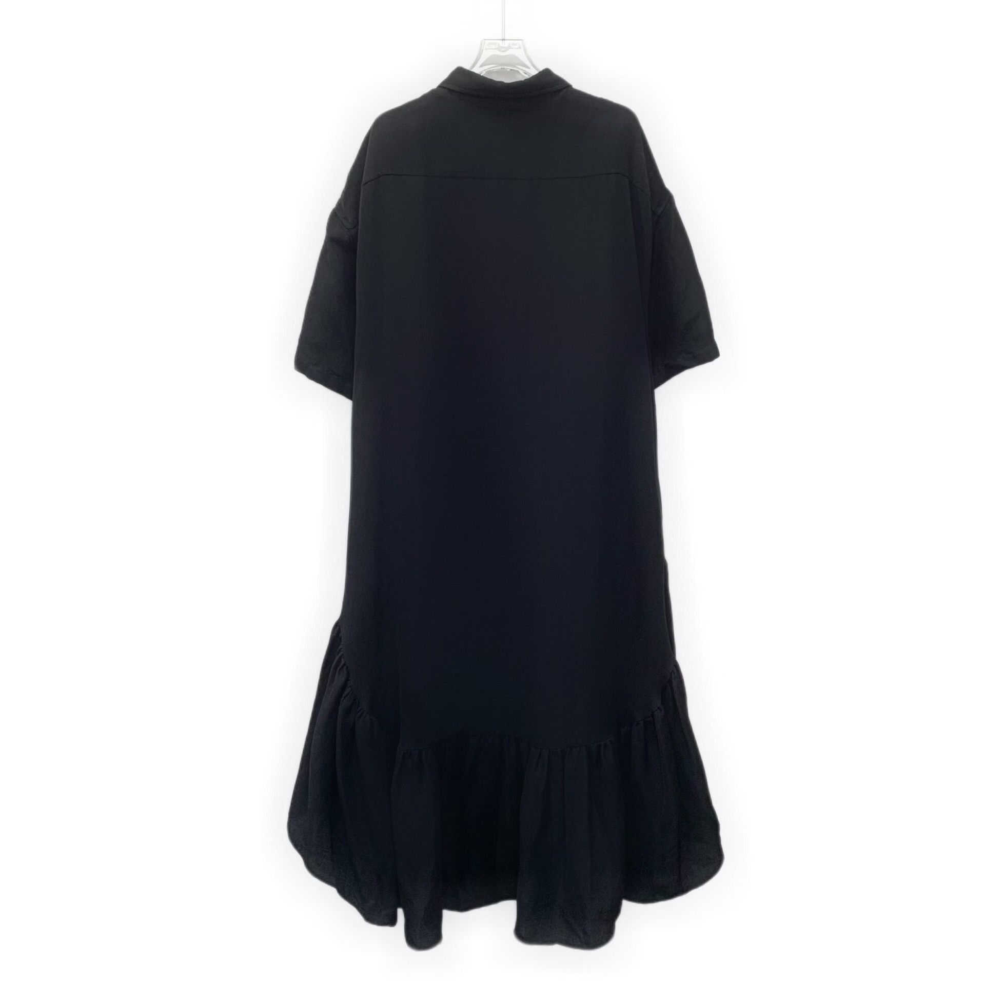 AMI Ami Black Lapel Short Sleeve Irregular Hem Dress Size XS / US 0-2 / IT 36-38 - 2 Thumbnail