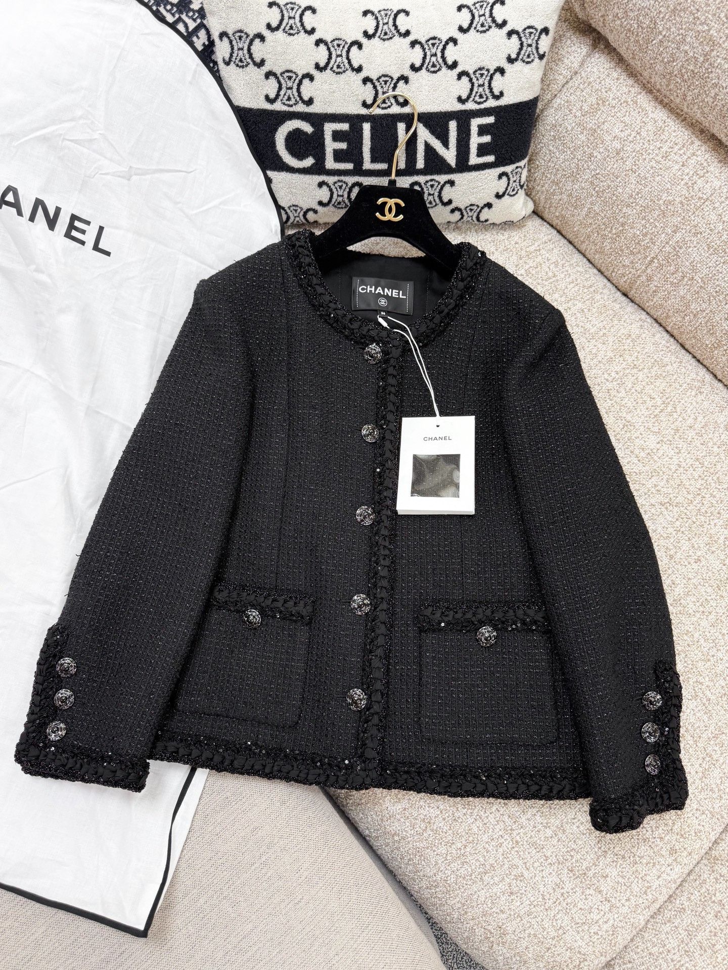 Chanel Chanel Black Tweed Glitter Button Jacket Size XS / US 0-2 / IT 36-38 - 2 Thumbnail