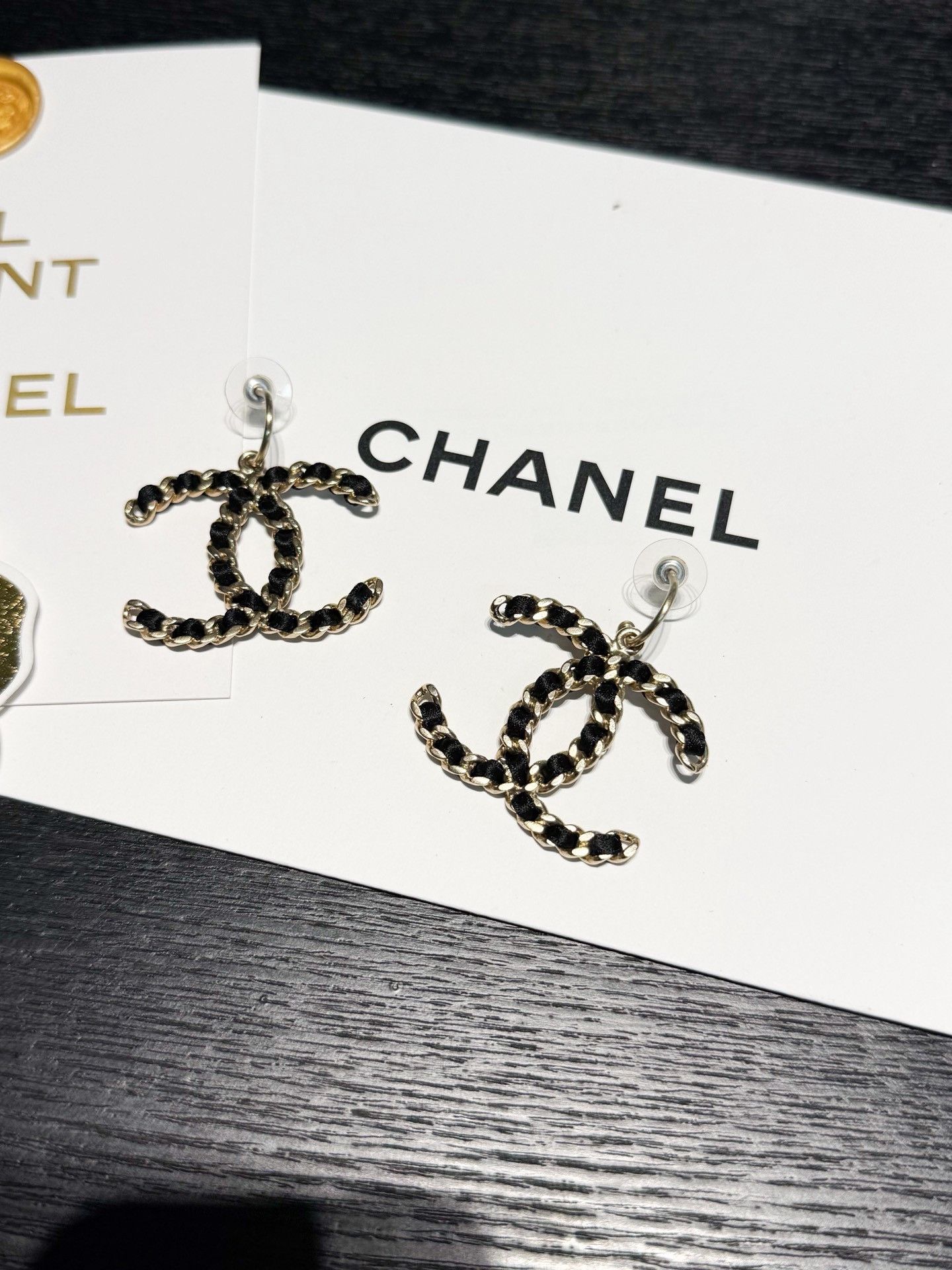 Chanel Chanel 12A Limited Black Gold Double C Earrings Size ONE SIZE - 4 Thumbnail