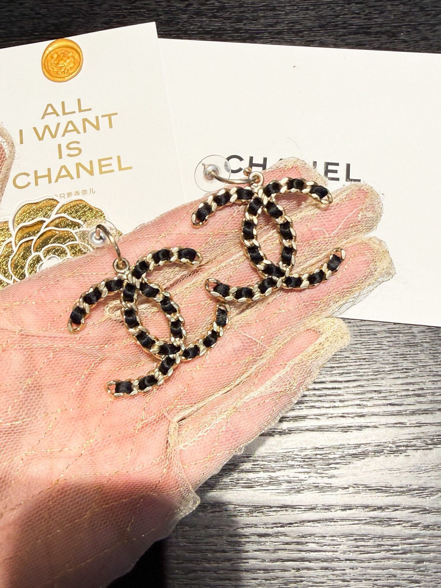 Chanel Chanel 12A Limited Black Gold Double C Earrings Size ONE SIZE - 5 Thumbnail