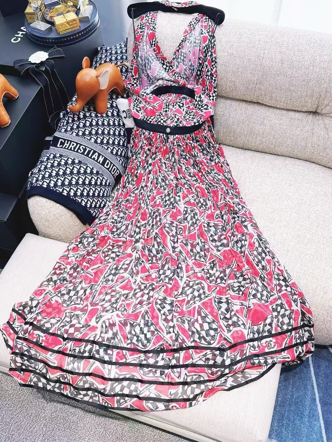 Chanel Chanel 23C Halter Mosaic Racing Dress Size XXS / US 00 / IT 34 - 3 Thumbnail