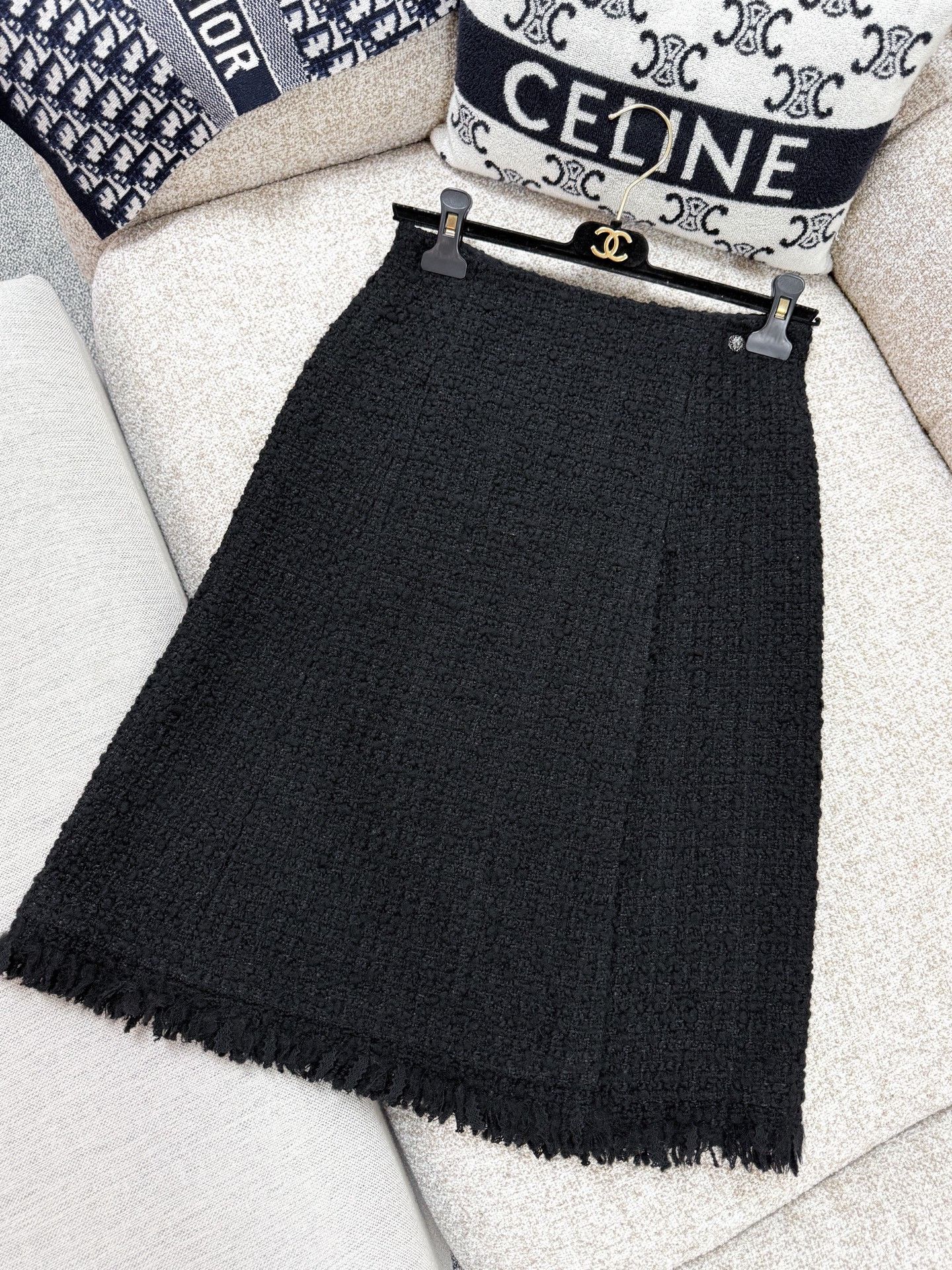 Chanel Chanel Black Woven Mid-Length Skirt Size 36" / US 14 / IT 50 - 2 Thumbnail