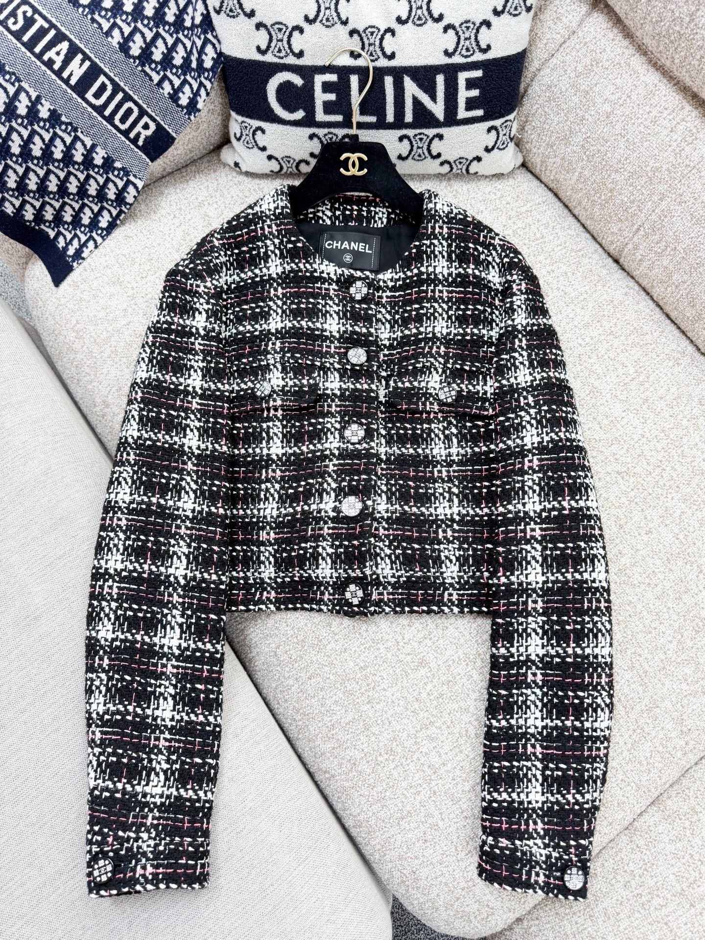 Chanel Chanel 21K Checkered Tweed Cropped Jacket Size S / US 4 / IT 40 - 2 Thumbnail