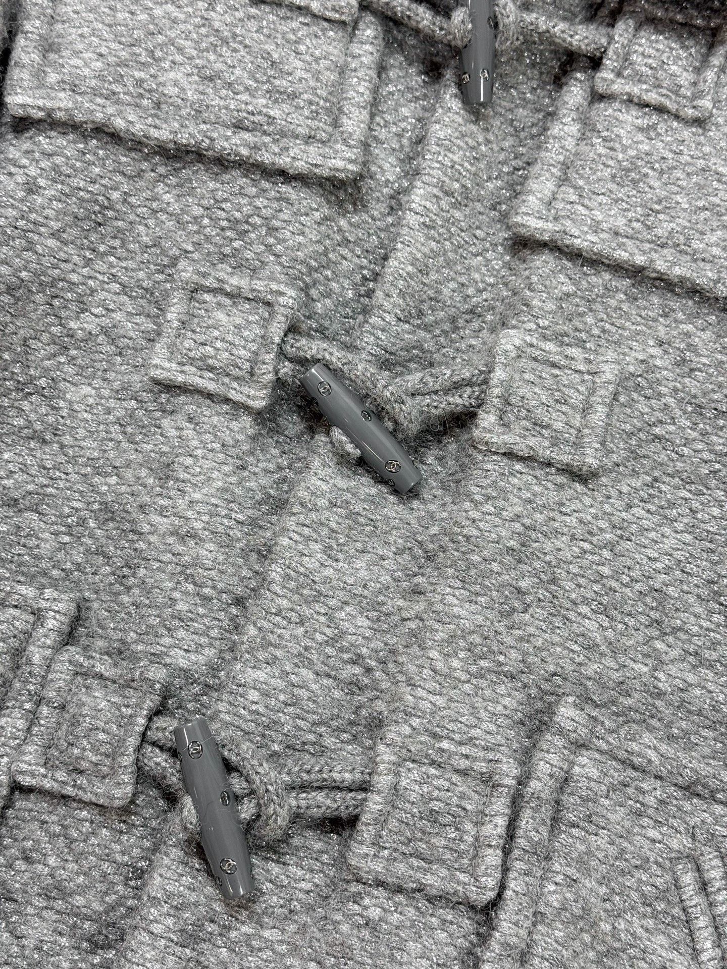 Chanel Chanel Silver-Gray Horn Button Hooded Coat Size XXS / US 00 / IT 34 - 4 Thumbnail