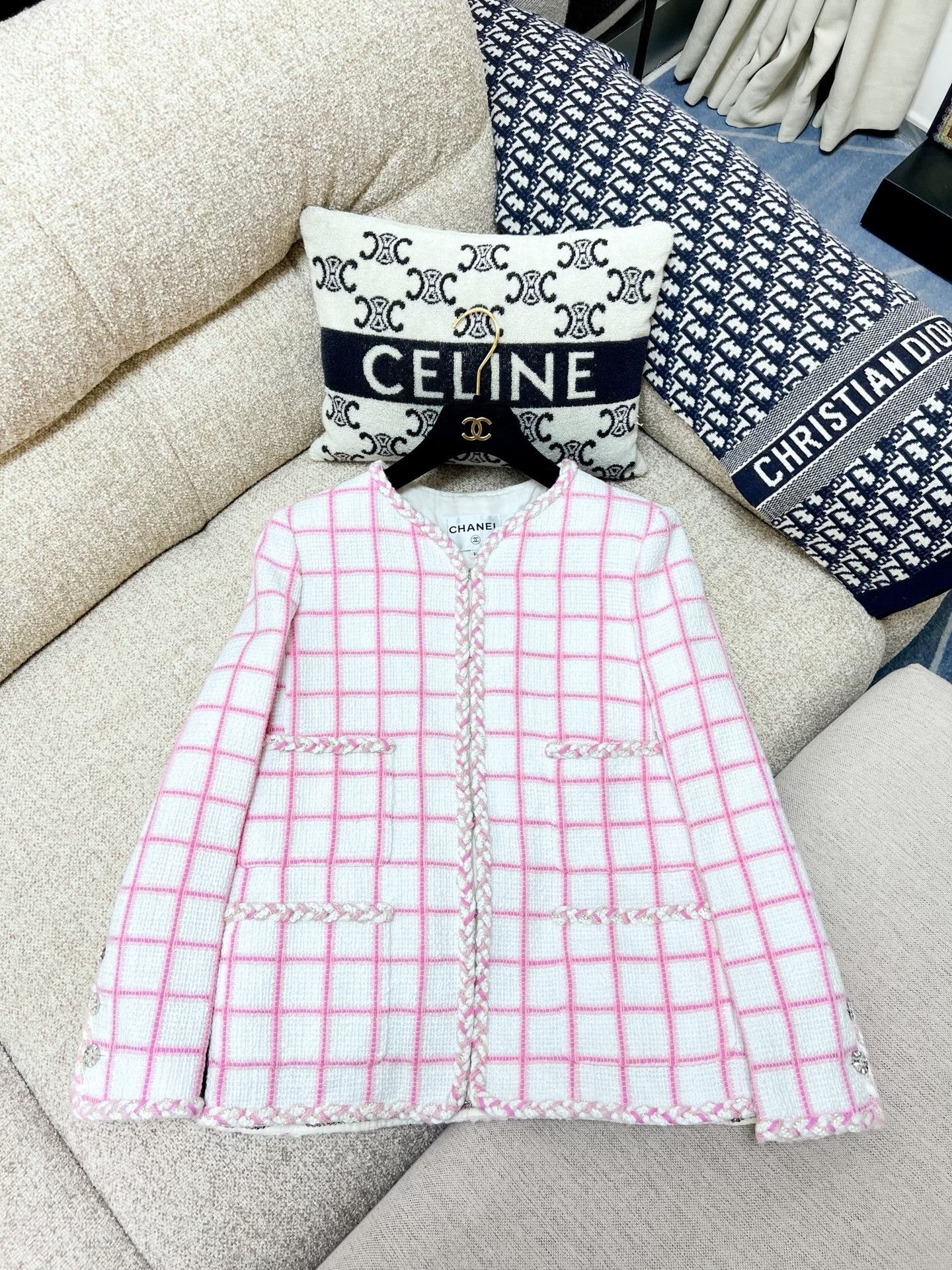 Chanel Chanel 23C Pink Checkered Coat Size XS / US 0-2 / IT 36-38 - 2 Thumbnail