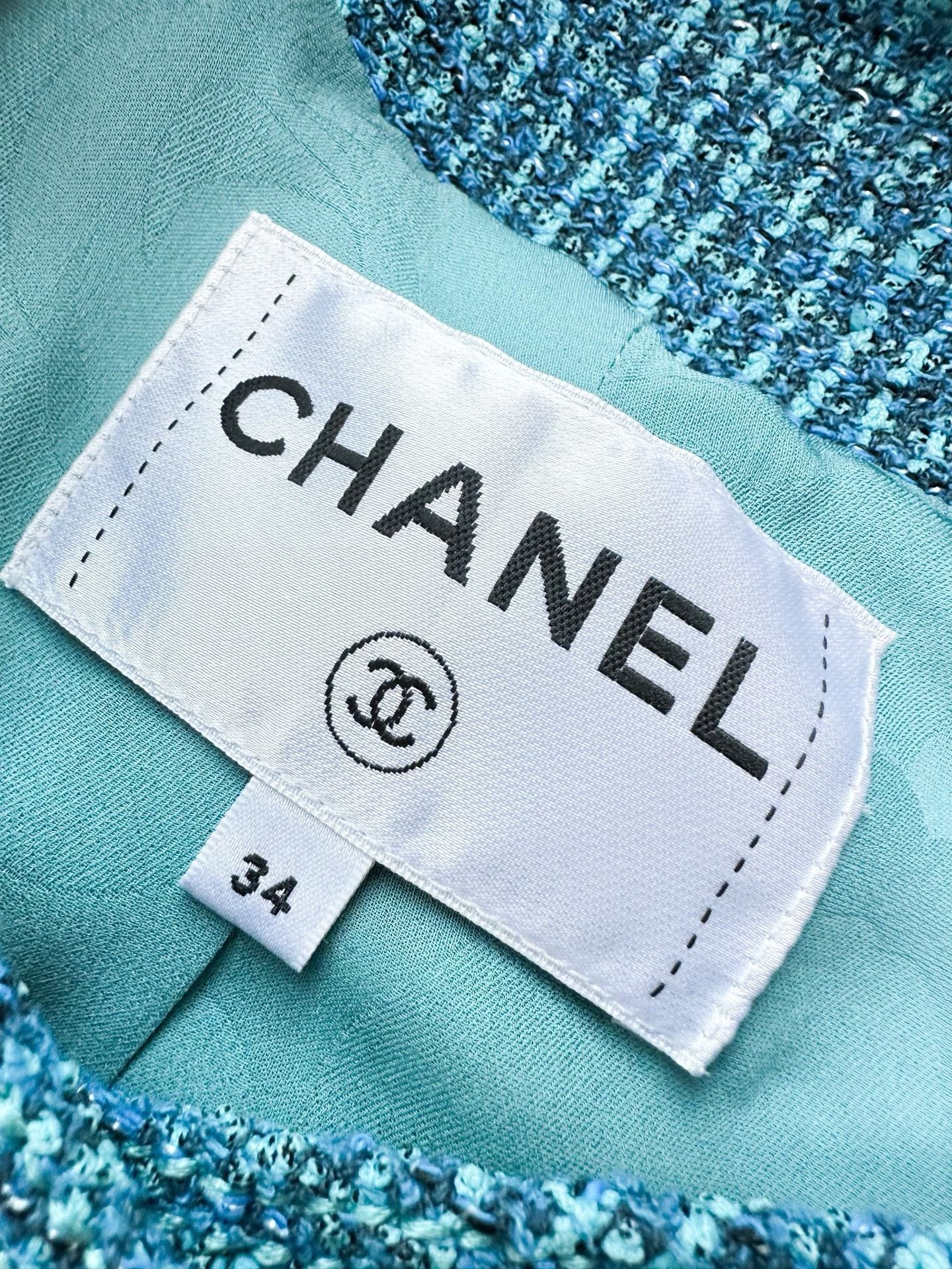 Chanel Chanel 22P Peacock Blue Tweed Jacket Size XXS / US 00 / IT 34 - 6 Thumbnail