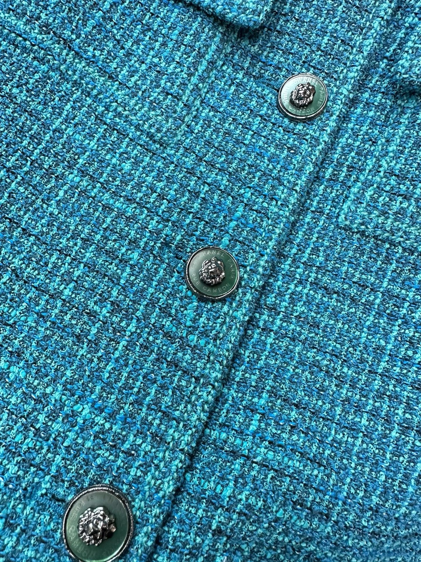 Chanel Chanel 22P Peacock Blue Tweed Jacket Size XXS / US 00 / IT 34 - 5 Thumbnail