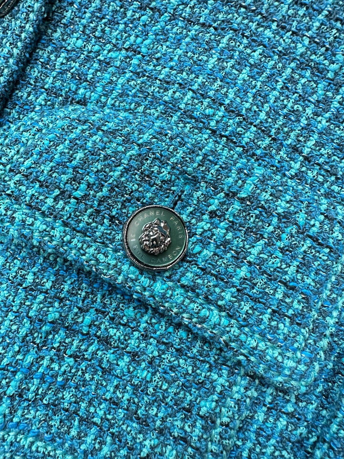 Chanel Chanel 22P Peacock Blue Tweed Jacket Size XXS / US 00 / IT 34 - 4 Thumbnail