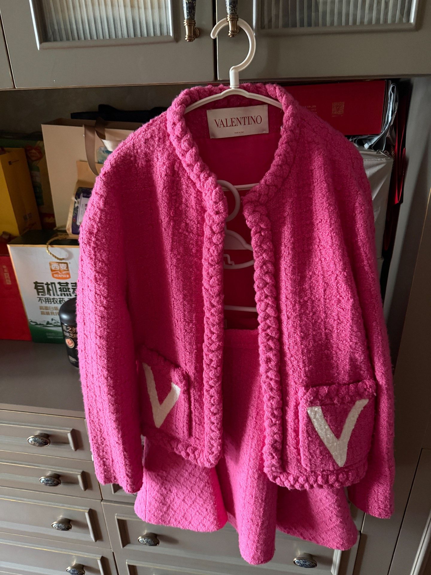 Valentino Valentino Bright Pink Textured Knit Jacket Size M / US 6-8 / IT 42-44 - 2 Thumbnail