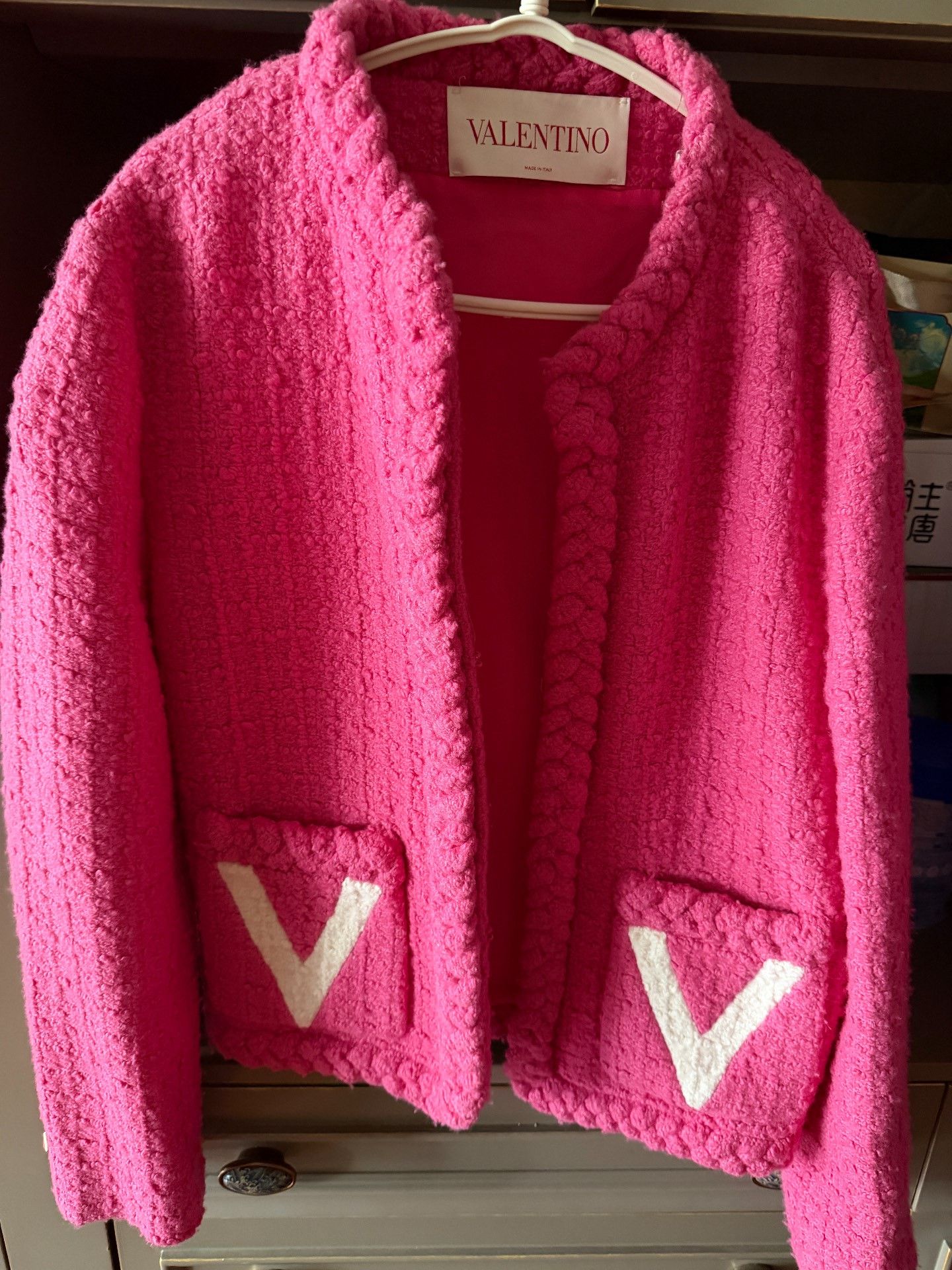 Valentino Valentino Bright Pink Textured Knit Jacket Size M / US 6-8 / IT 42-44 - 3 Thumbnail