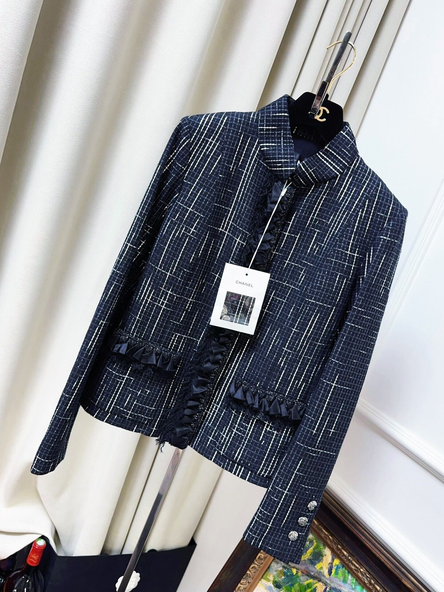 Chanel Chanel 21B Blue-black Silver Check Jacket Size XS / US 0-2 / IT 36-38 - 9 Thumbnail