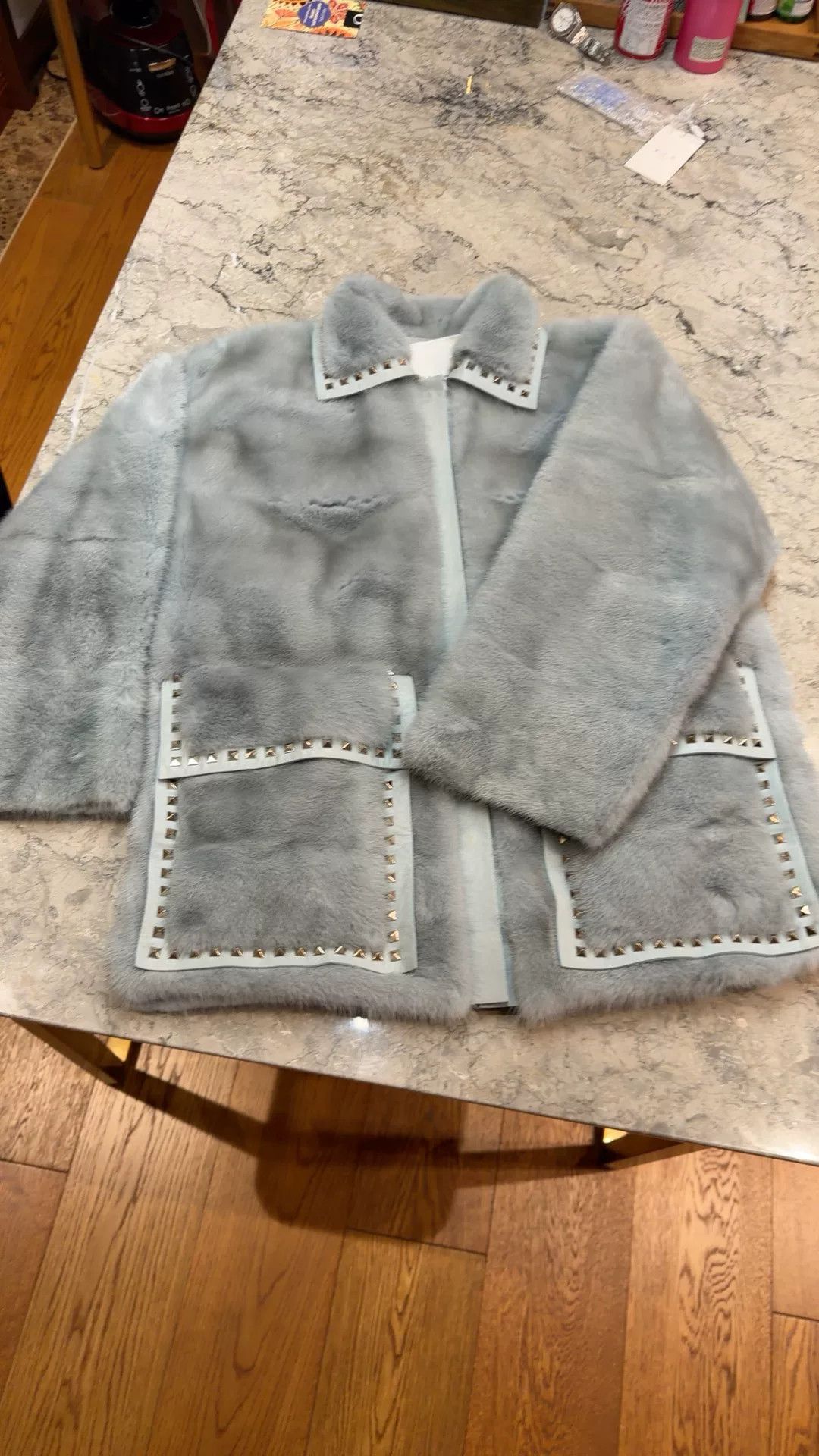 Valentino Valentino Light Blue Furry Coat Size S / US 4 / IT 40 - 6 Thumbnail