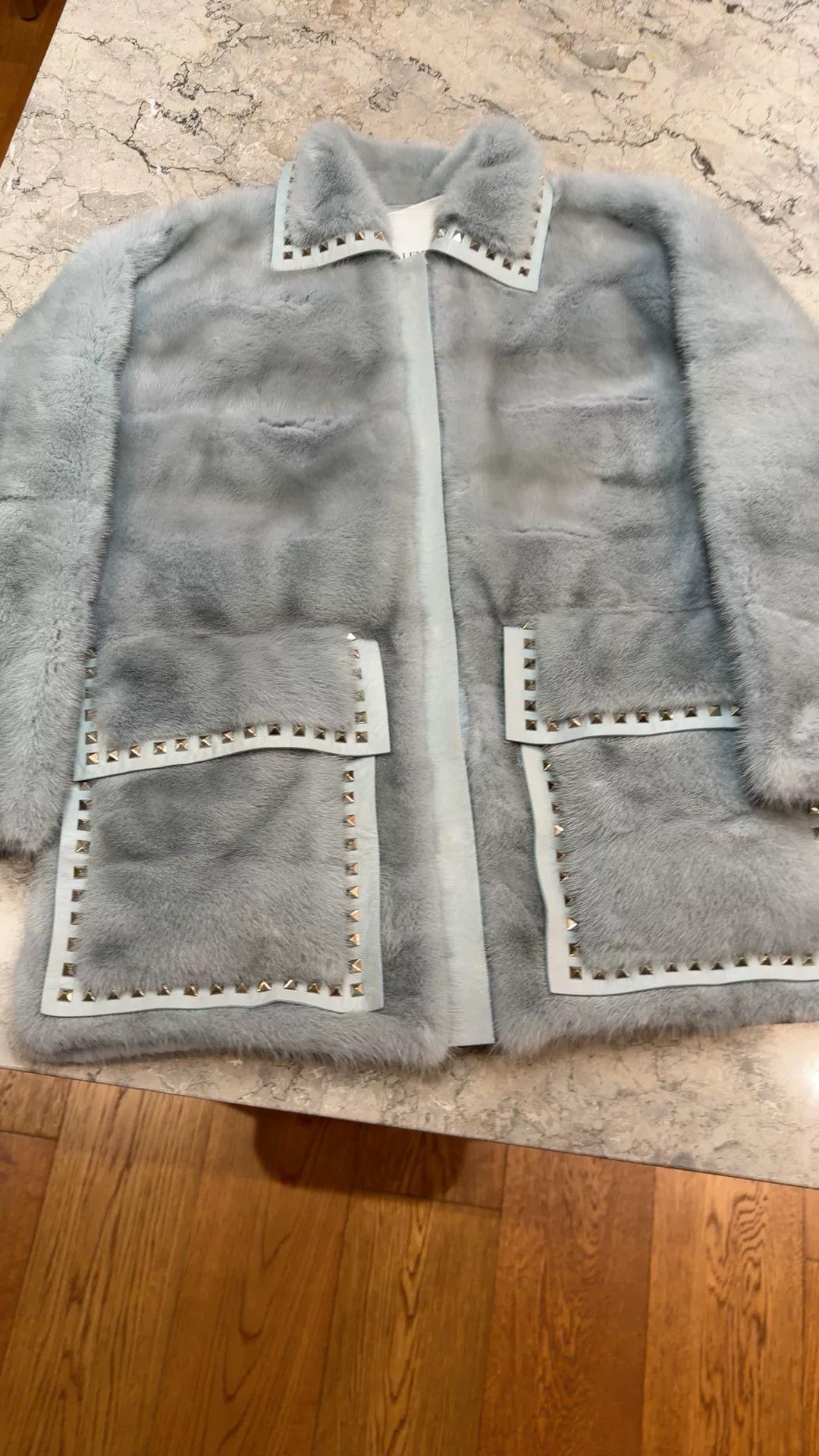 Valentino Valentino Light Blue Furry Coat Size S / US 4 / IT 40 - 3 Thumbnail