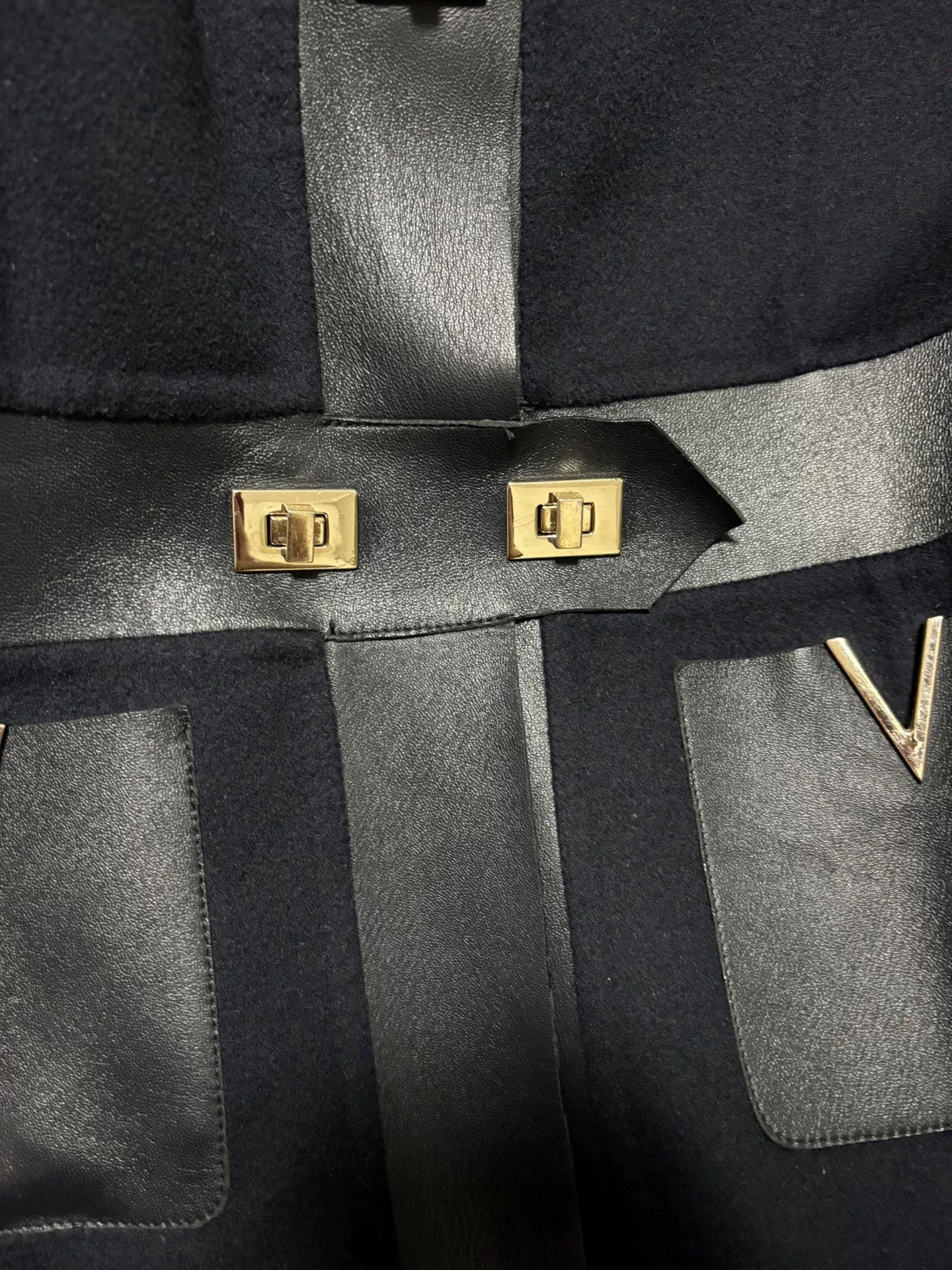 Valentino Valentino Wool Cashmere Leather Patchwork Coat Size S / US 4 / IT 40 - 5 Thumbnail