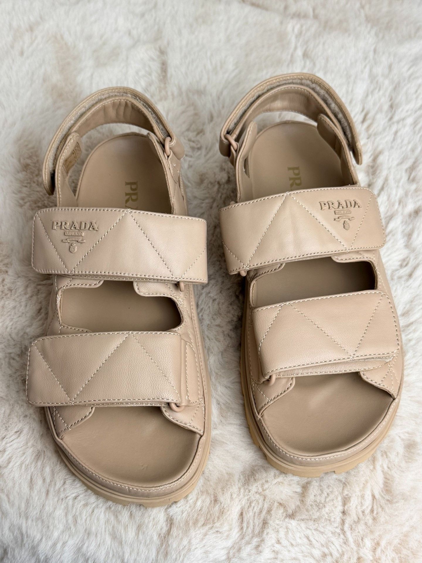 Prada Prada Retro Beige Sandals us_7-5 Women Size US 7.5 / IT 37.5 - 2 Thumbnail