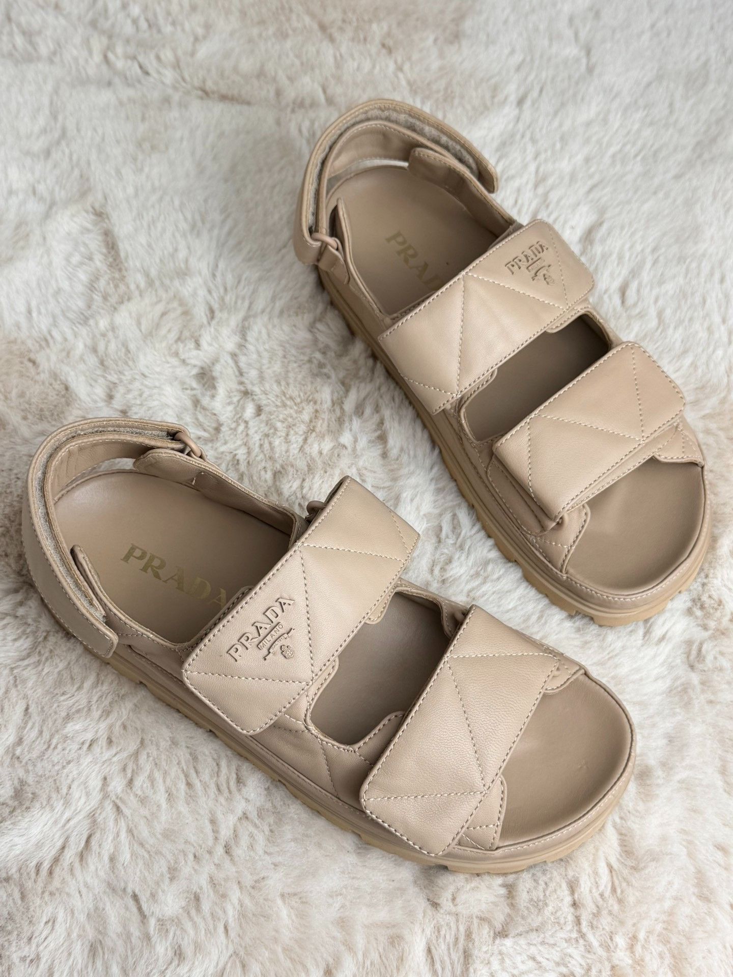 Prada Prada Retro Beige Sandals us_7-5 Women Size US 7.5 / IT 37.5 - 3 Thumbnail