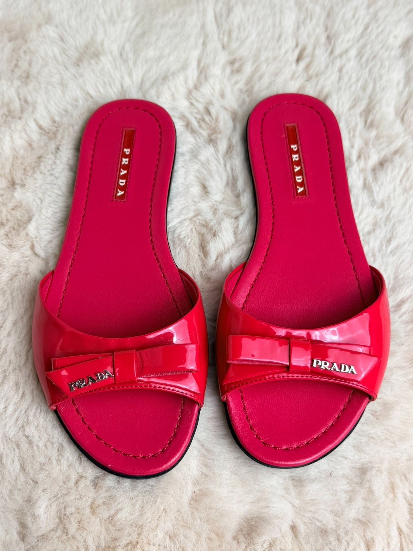Prada Prada Patent Red Sandals us_5 Women Size US 5 / IT 35 - 3 Thumbnail