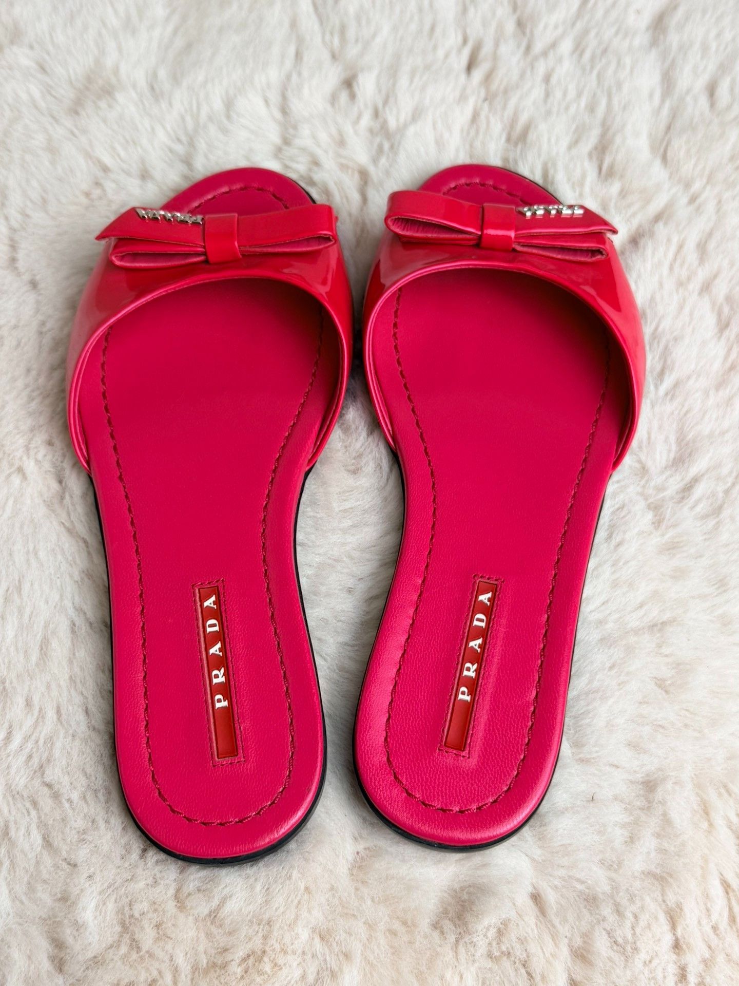 Prada Prada Patent Red Sandals us_5 Women Size US 5 / IT 35 - 4 Thumbnail