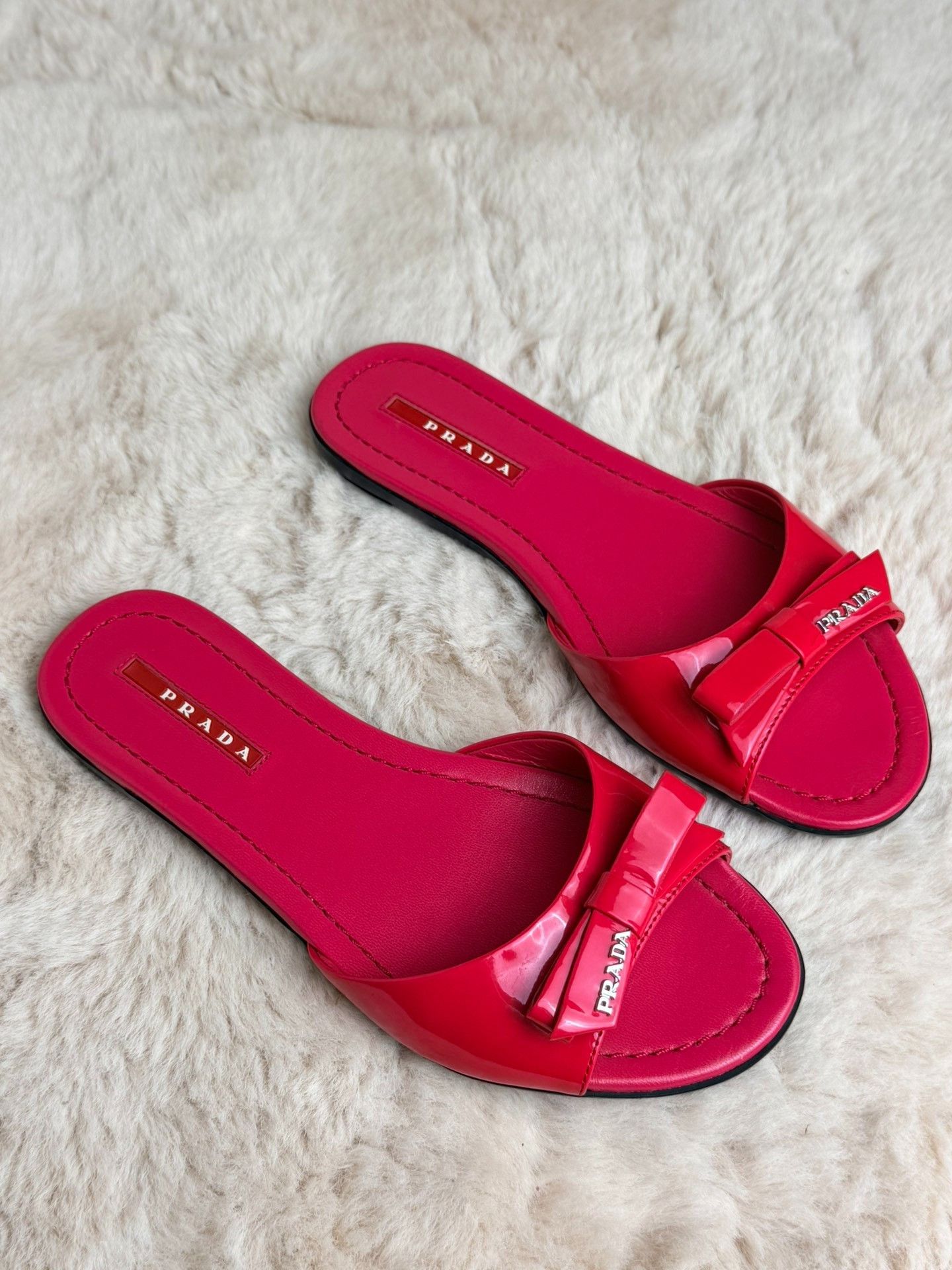 Prada Prada Patent Red Sandals us_5 Women Size US 5 / IT 35 - 2 Thumbnail