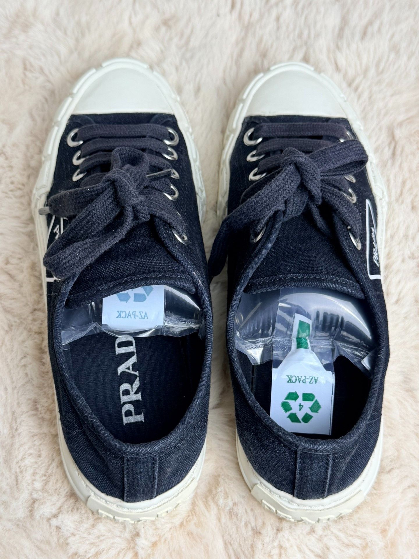 Prada Prada Canvas Blue Lowtop Sneakers us_6-5 Women Size US 6.5 / IT 36.5 - 4 Thumbnail