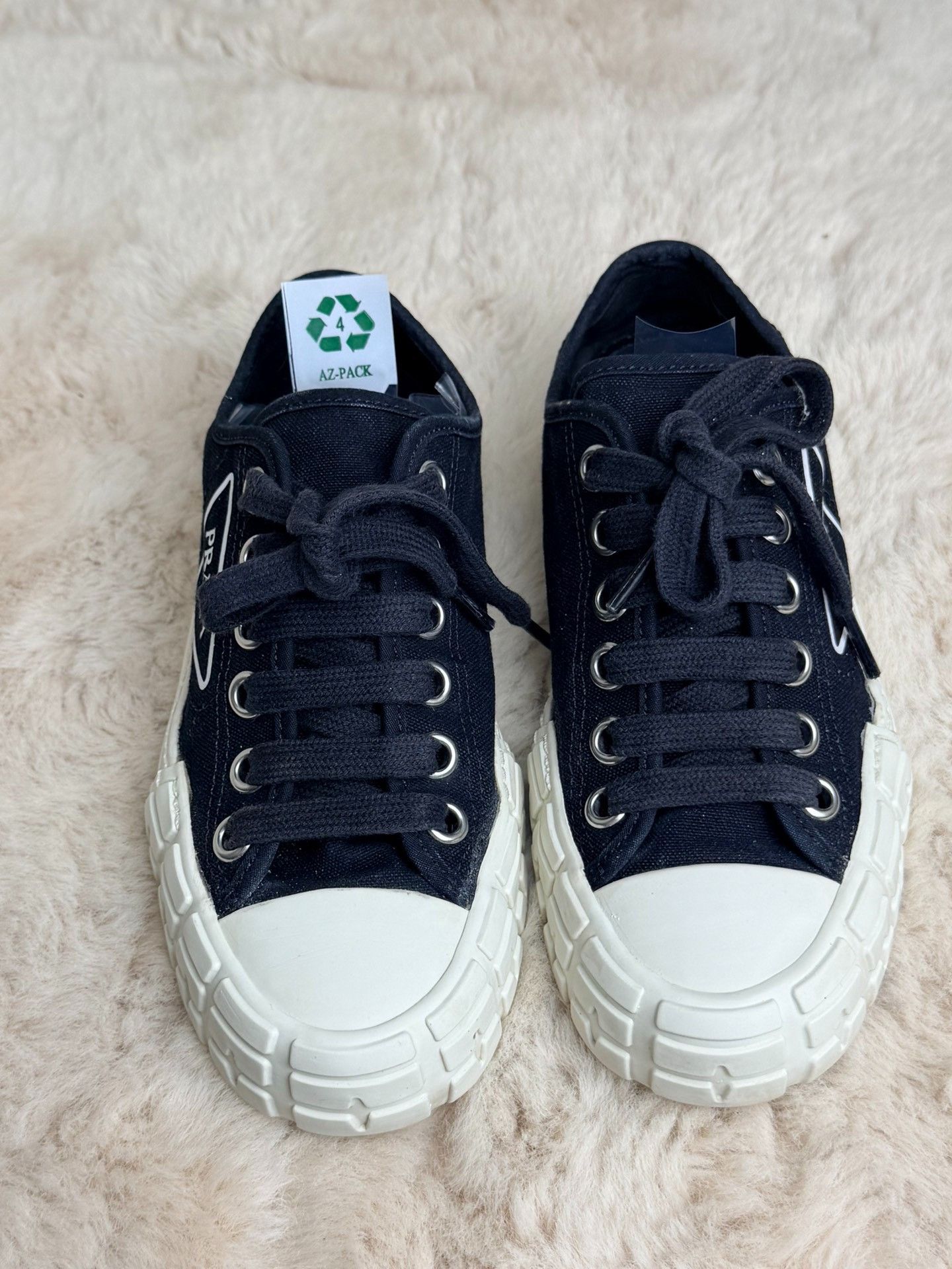 Prada Prada Canvas Blue Lowtop Sneakers us_6-5 Women Size US 6.5 / IT 36.5 - 3 Thumbnail