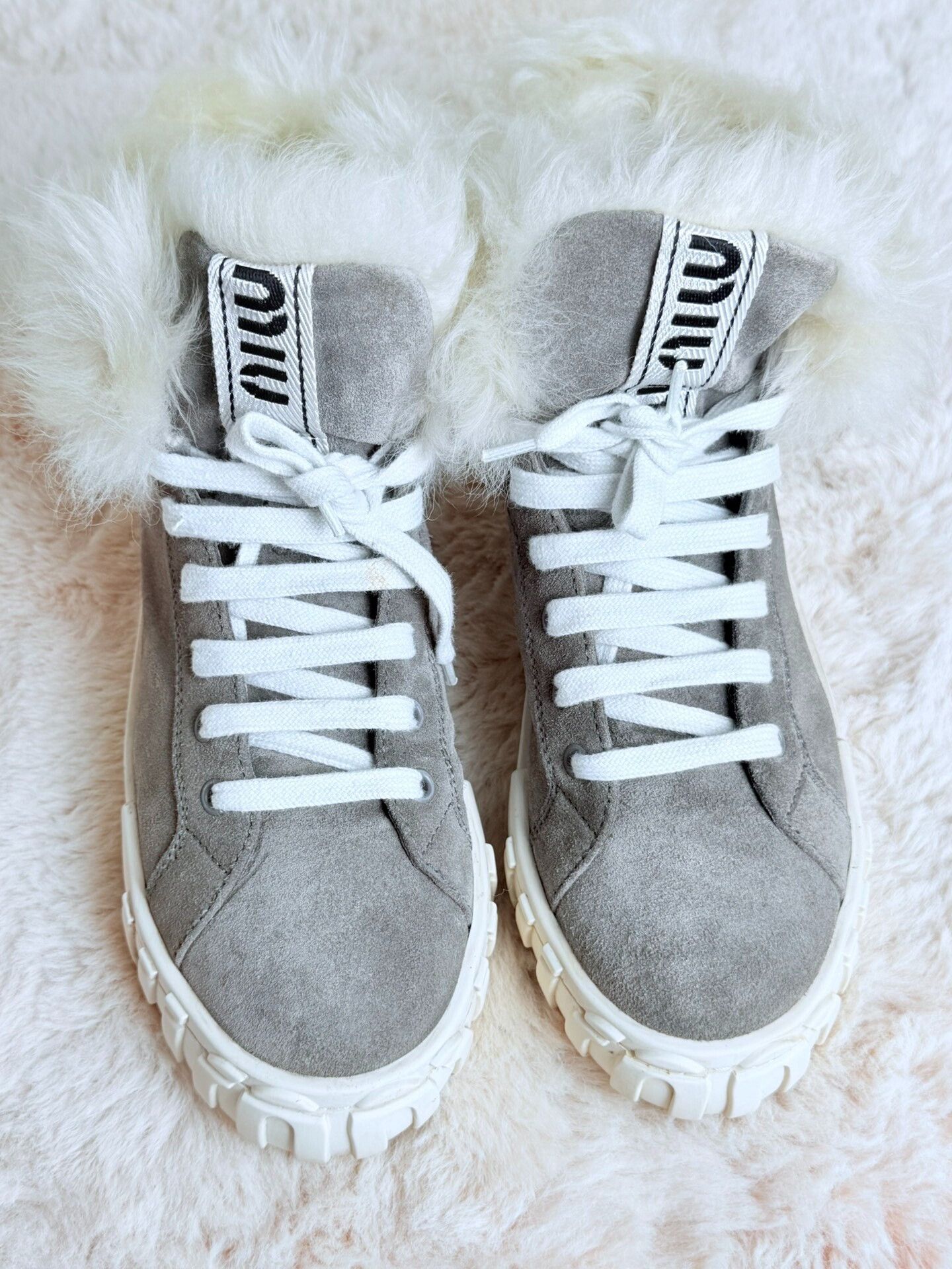 Miu Miu Miu Miu Wool Gray Boots us_8 Women Size US 8 / IT 38 - 2 Thumbnail