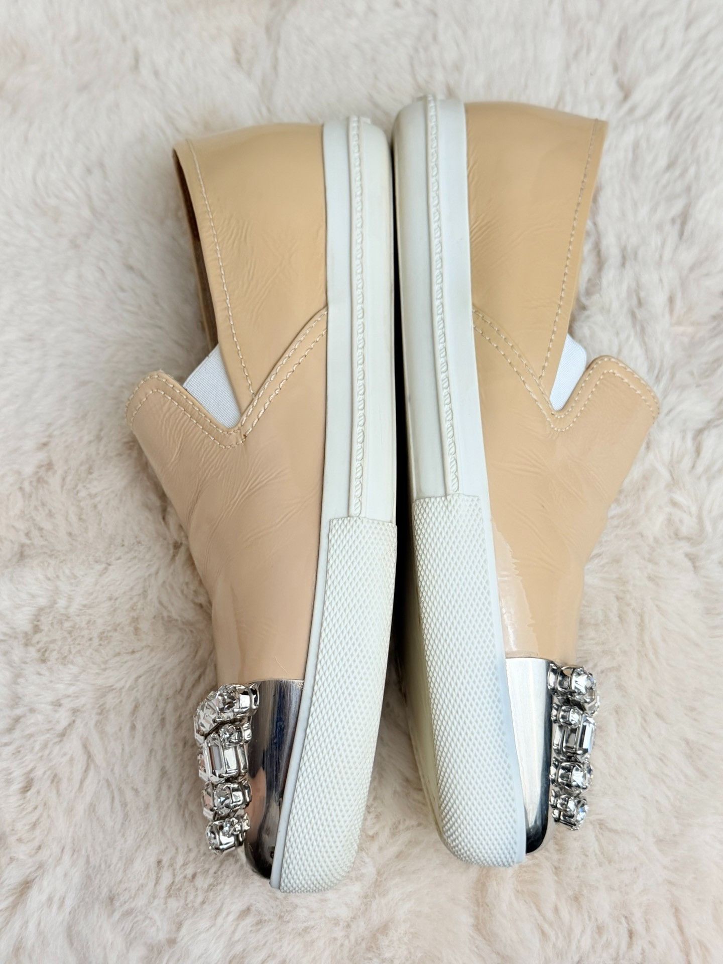 Miu Miu Miu Miu Beige Lowtop Sneakers us_7-5 Women Size US 7.5 / IT 37.5 - 6 Thumbnail