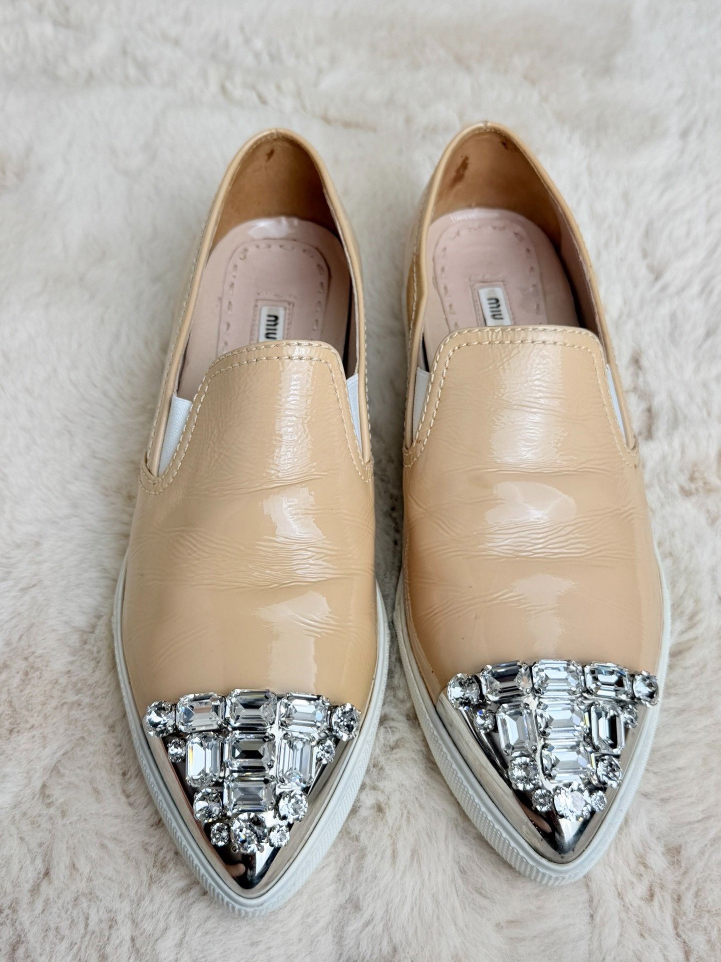 Miu Miu Miu Miu Beige Lowtop Sneakers us_7-5 Women Size US 7.5 / IT 37.5 - 2 Thumbnail
