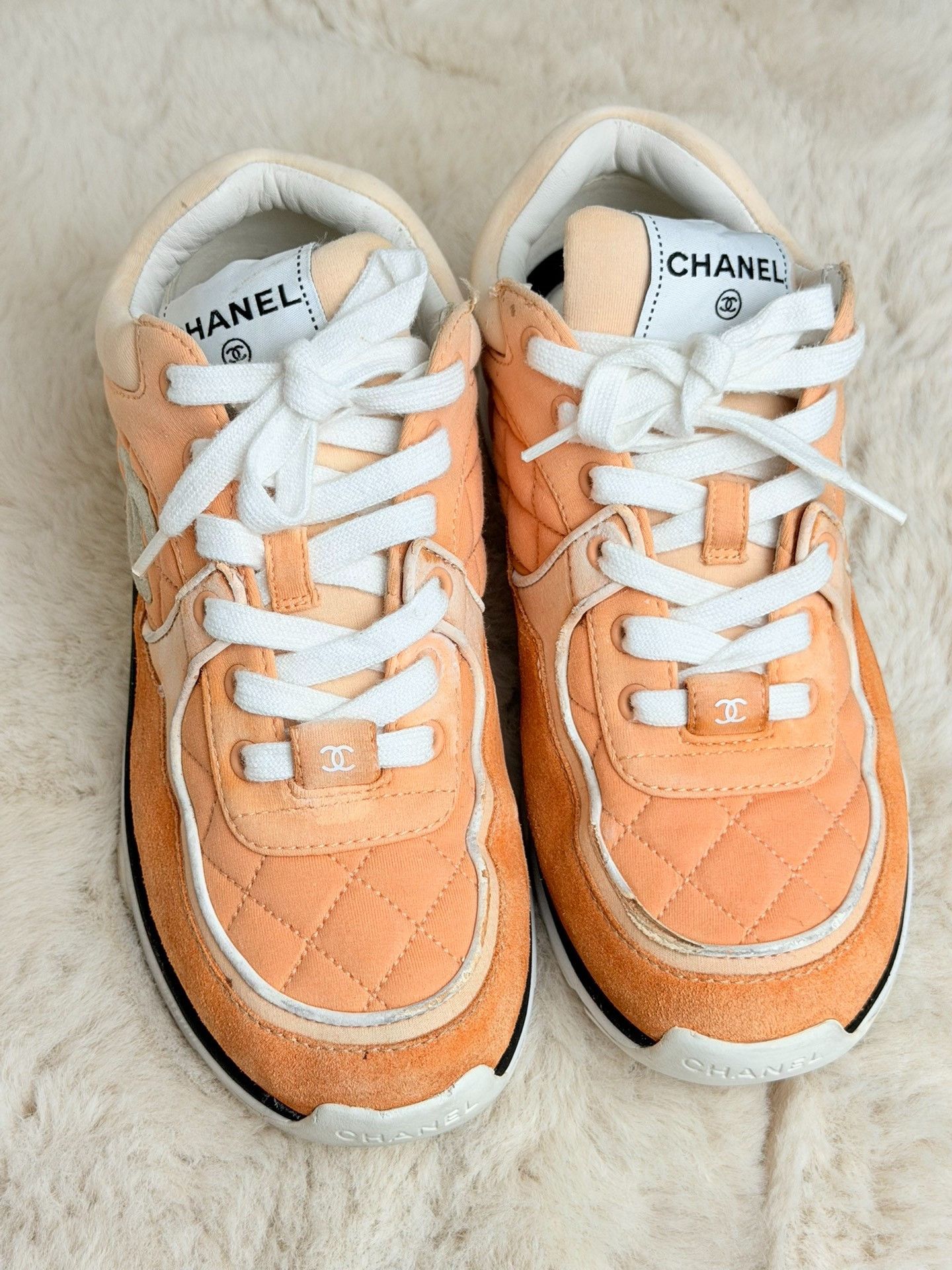 Chanel Chanel Orange Lowtop Sneakers us_6-5 Women Size US 6.5 / IT 36.5 - 3 Thumbnail
