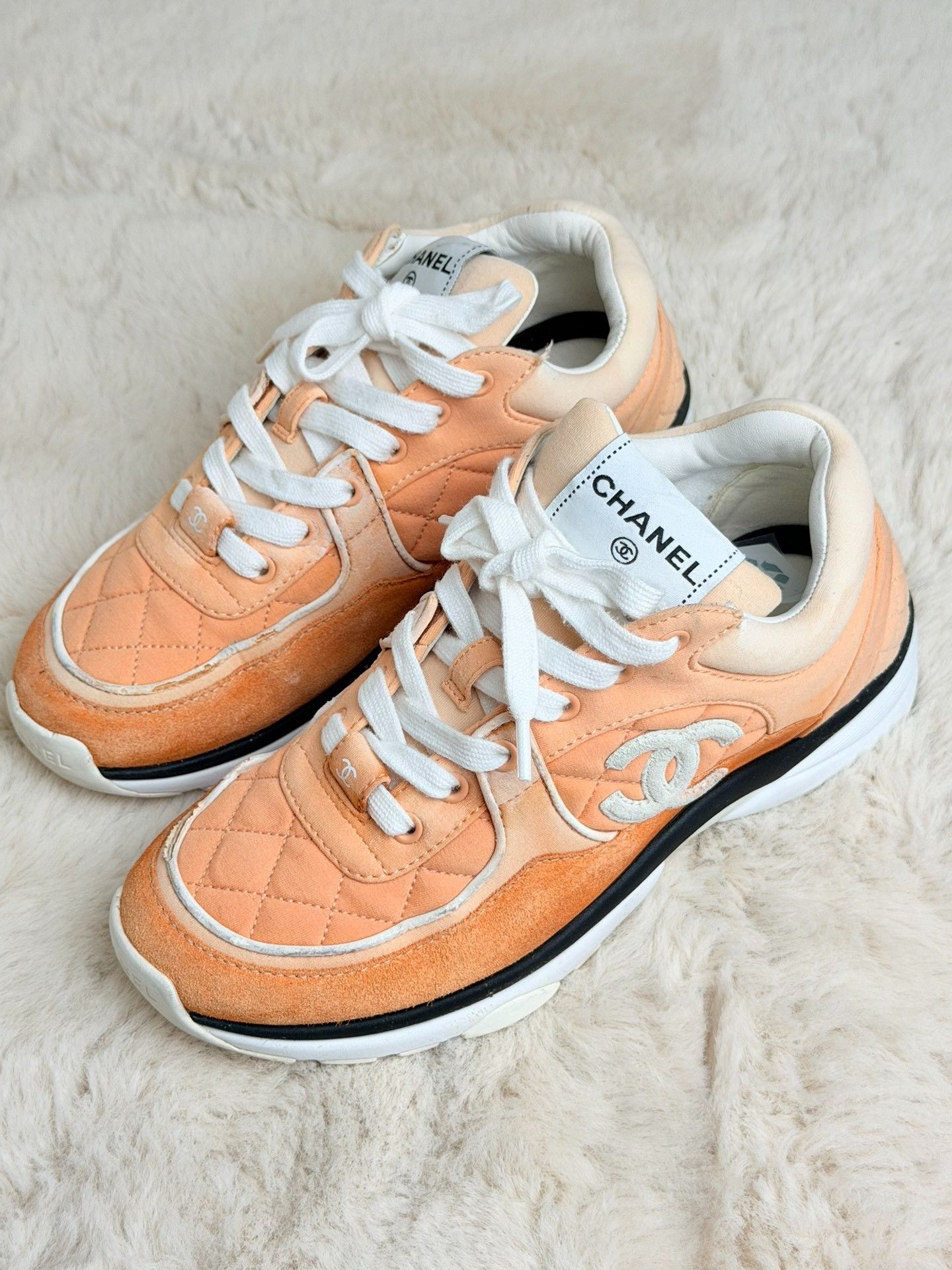 Chanel Chanel Orange Lowtop Sneakers us_6-5 Women Size US 6.5 / IT 36.5 - 2 Thumbnail