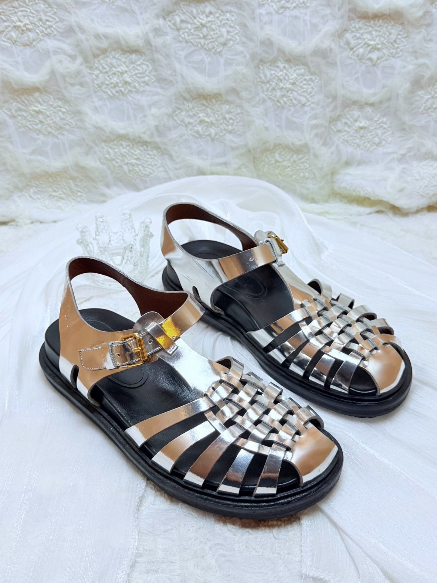 Marni Marni Metallic Silver Sandals us_6 Women Size US 6 / IT 36 - 3 Thumbnail