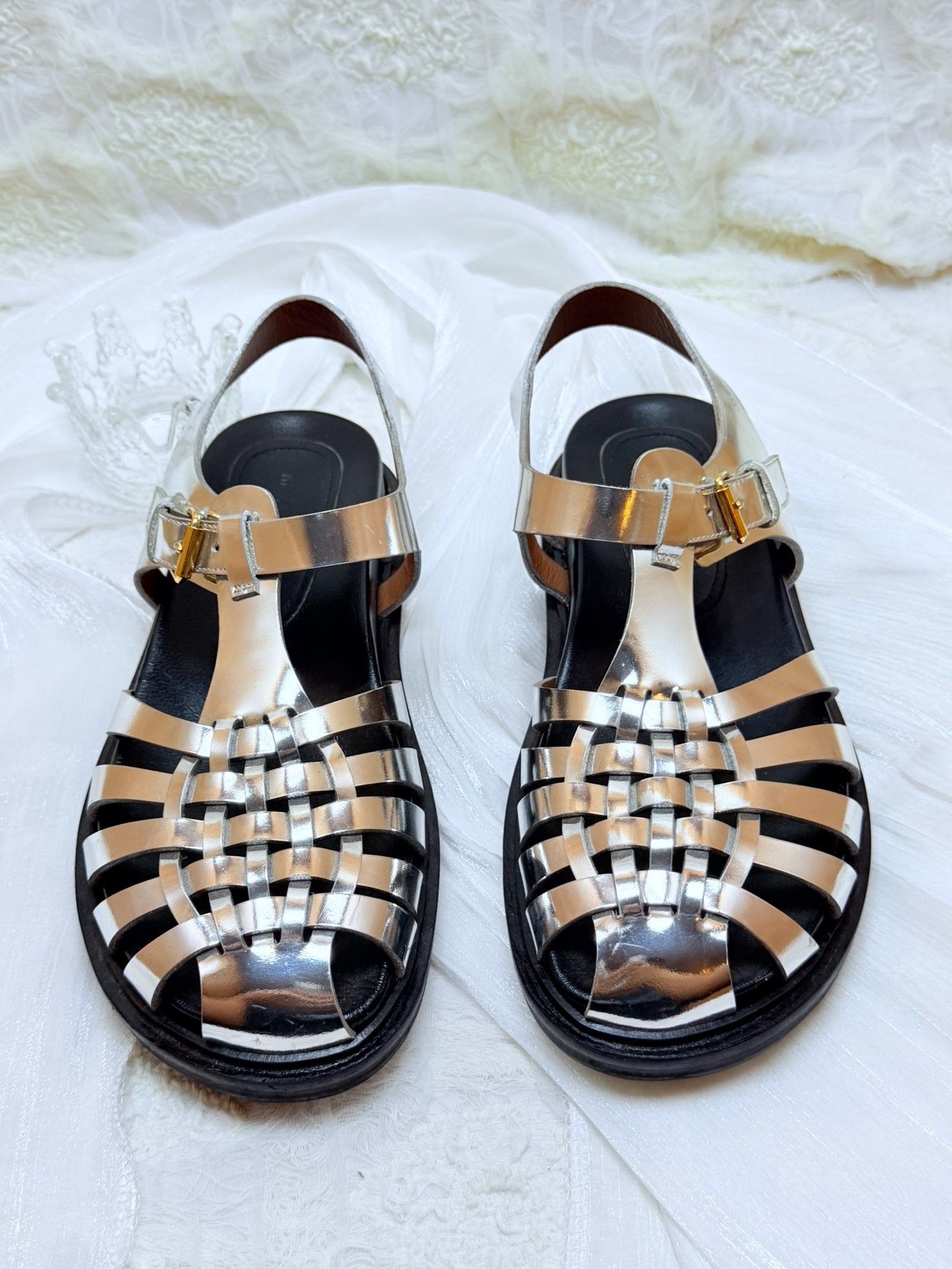 Marni Marni Metallic Silver Sandals us_6 Women Size US 6 / IT 36 - 2 Thumbnail