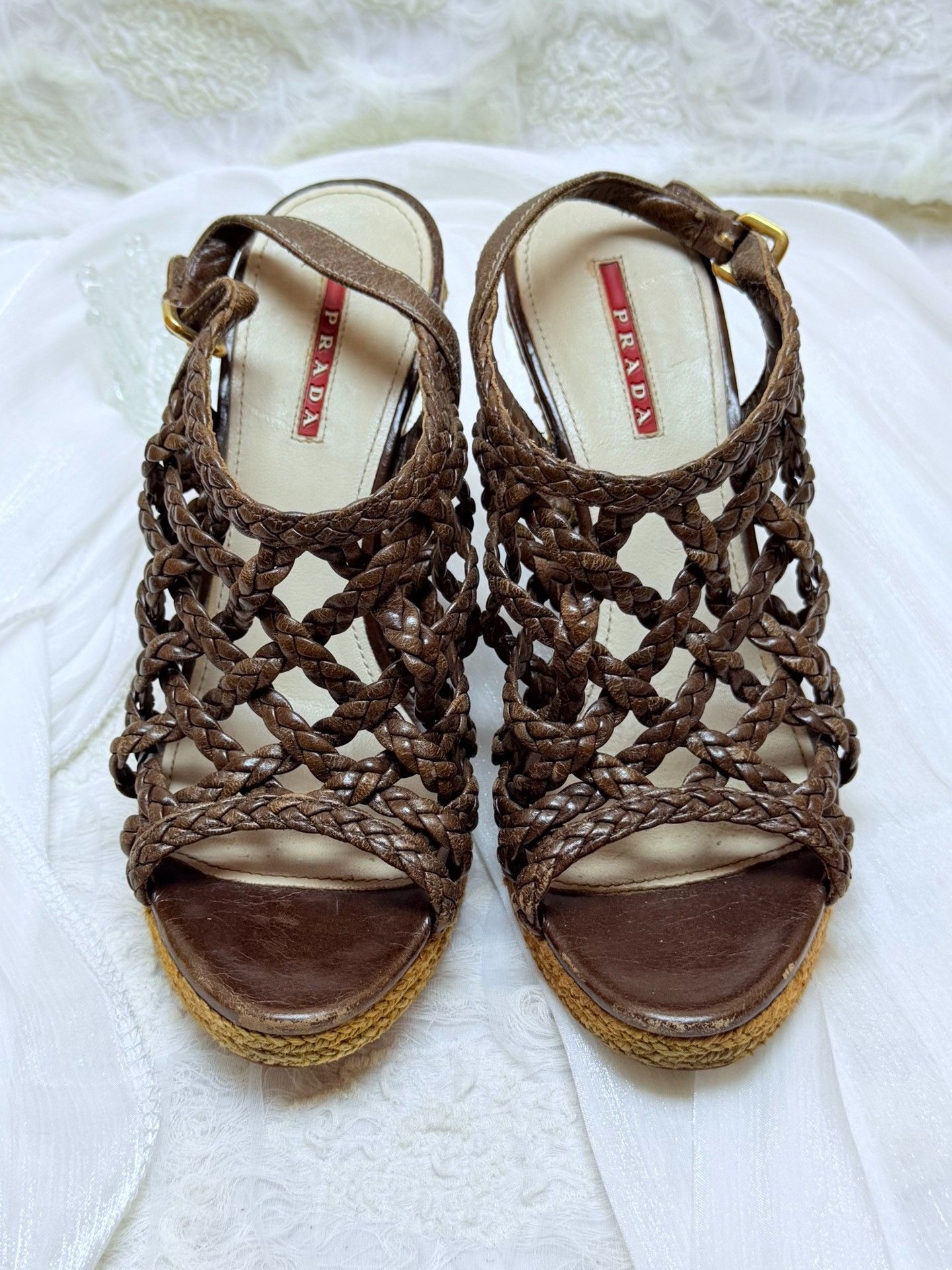 Prada Prada Knit Brown Sandals us_7 Women Size US 7 / IT 37 - 2 Thumbnail