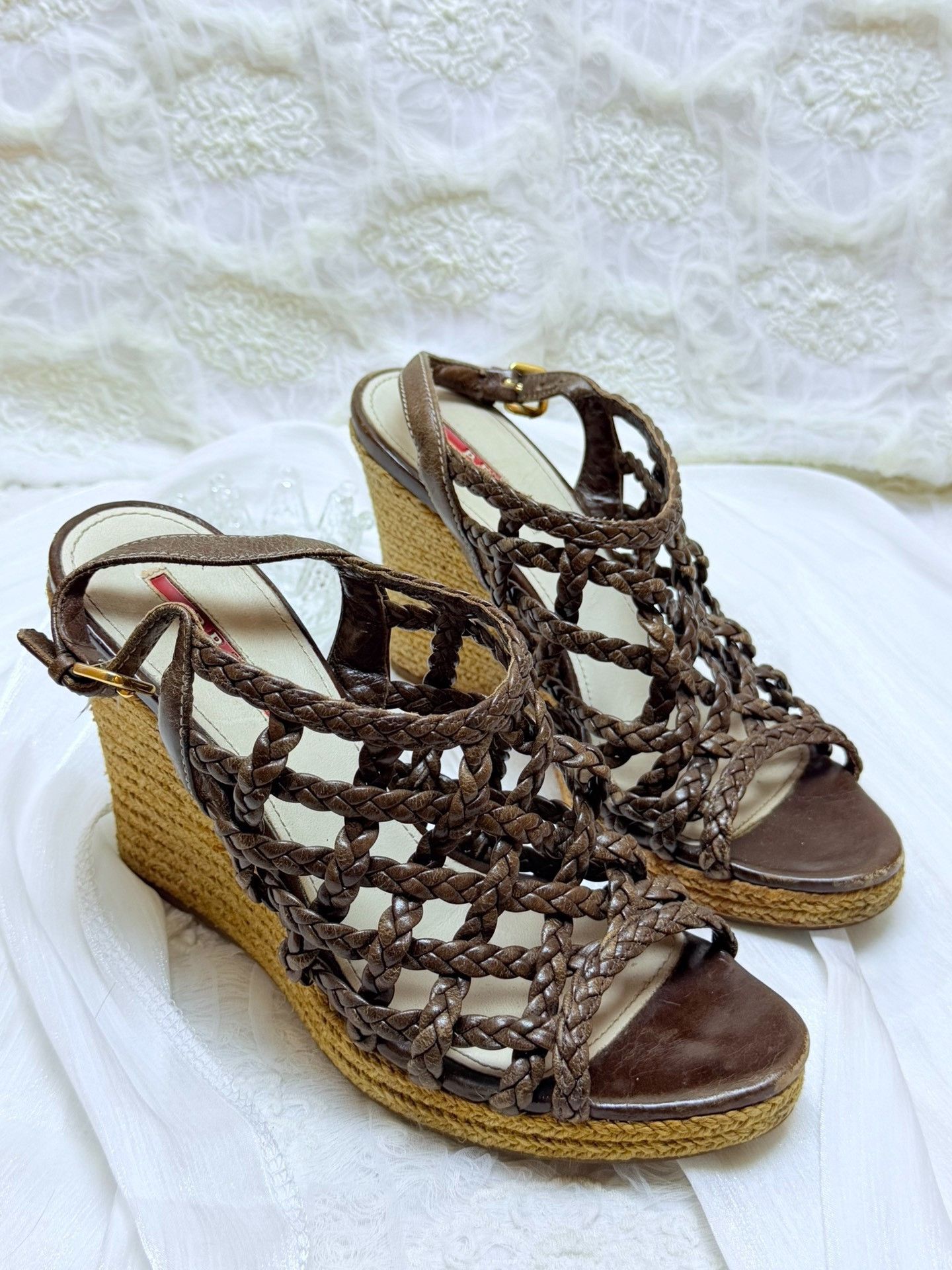 Prada Prada Knit Brown Sandals us_7 Women Size US 7 / IT 37 - 3 Thumbnail