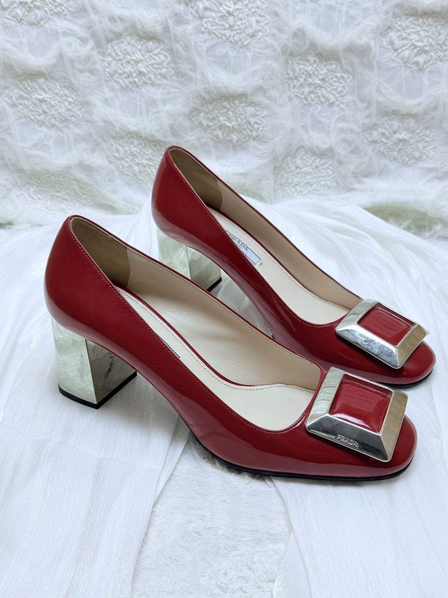 Prada Prada Patent Red Lowtop Sneakers us_7-5 Women Size US 7.5 / IT 37.5 - 2 Thumbnail
