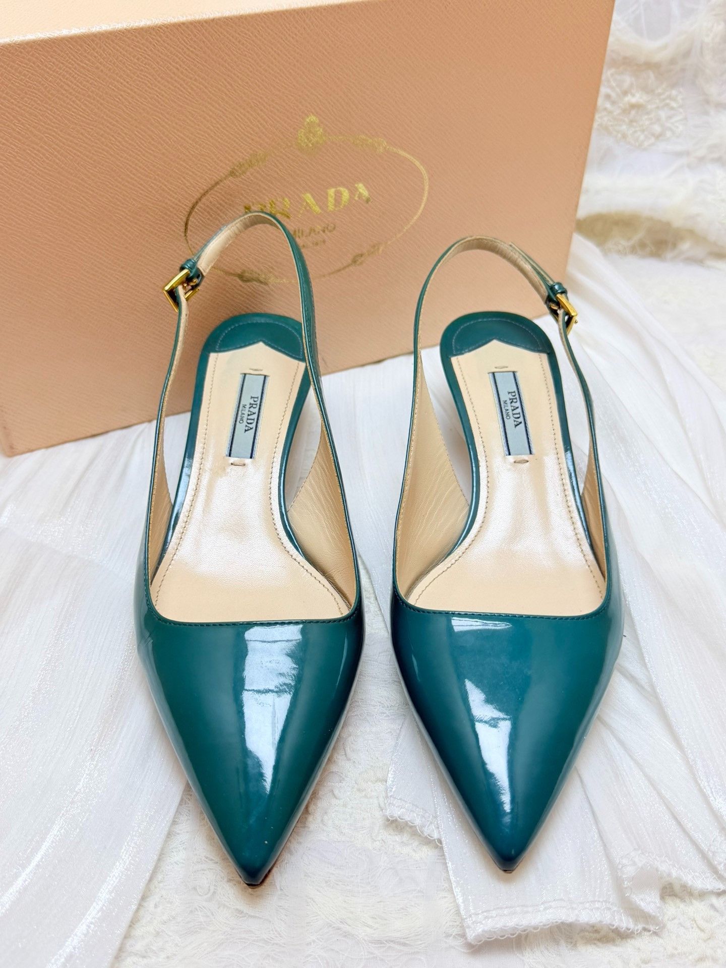 Prada Prada Patent Blue Sandals us_7 Women Size US 7 / IT 37 - 2 Thumbnail