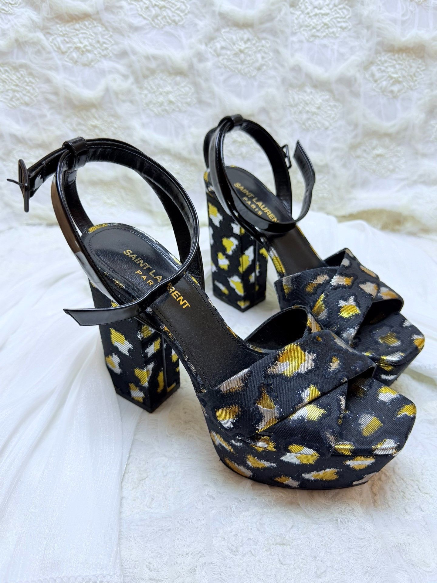 Saint Laurent Paris Saint Laurent Paris Animal Print Black Sandals us_6 Women Size US 6 / IT 36 - 2 Thumbnail